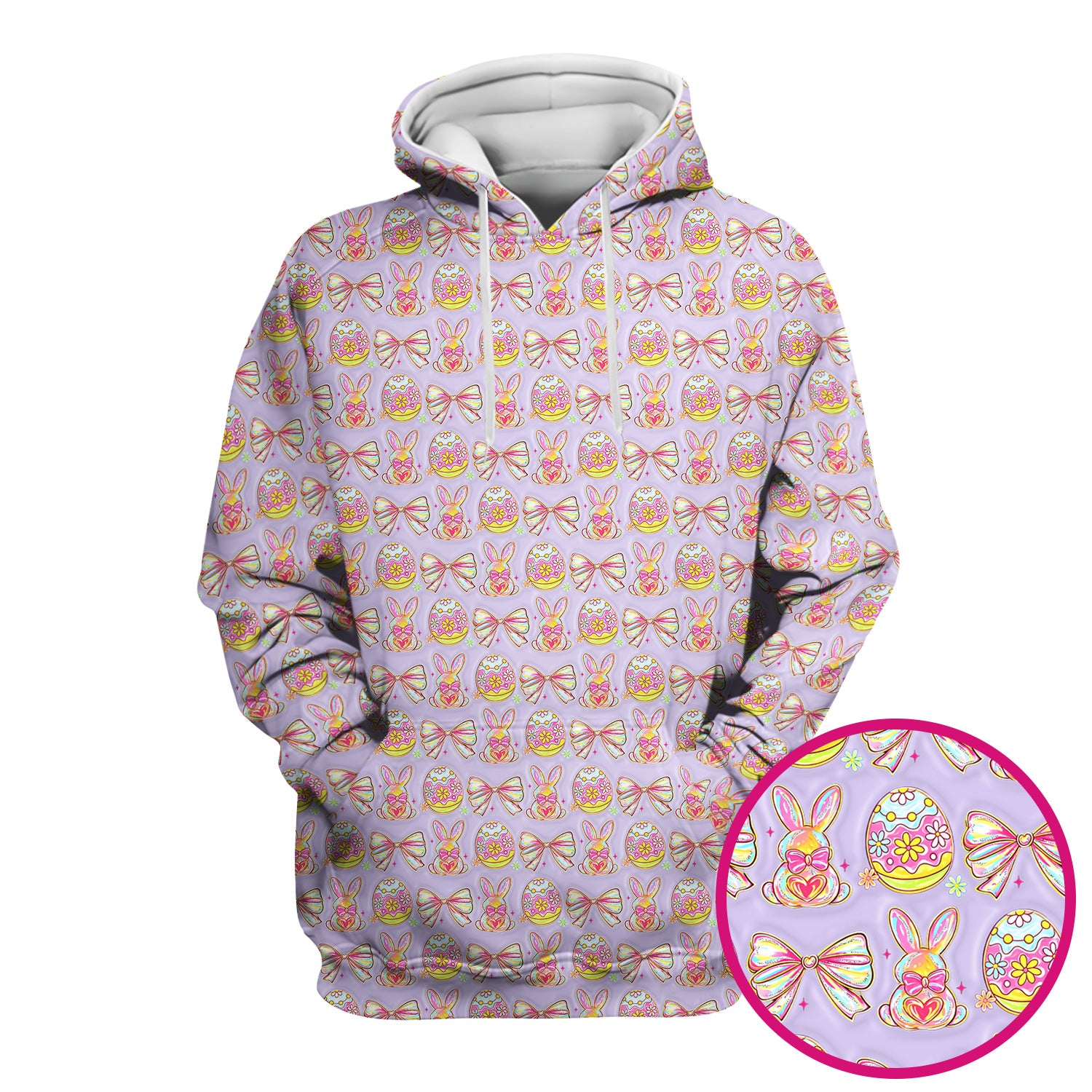 Easter Bunny Pastel Egg Bow Pattern Scrub Top, Breathable Fabrics Nursing Uniform