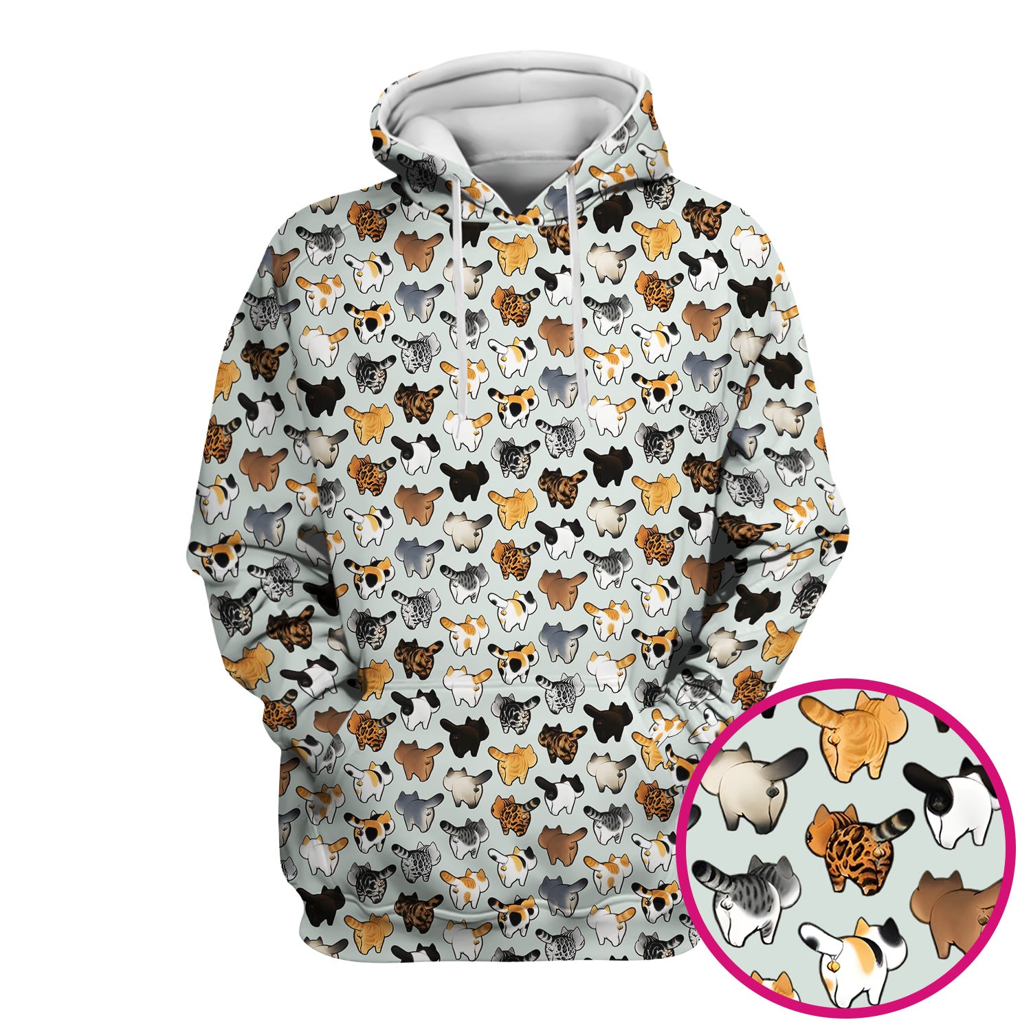Cat Butt Pattern Medical Scrub Top, Breathable Fabrics Nursing Uniform