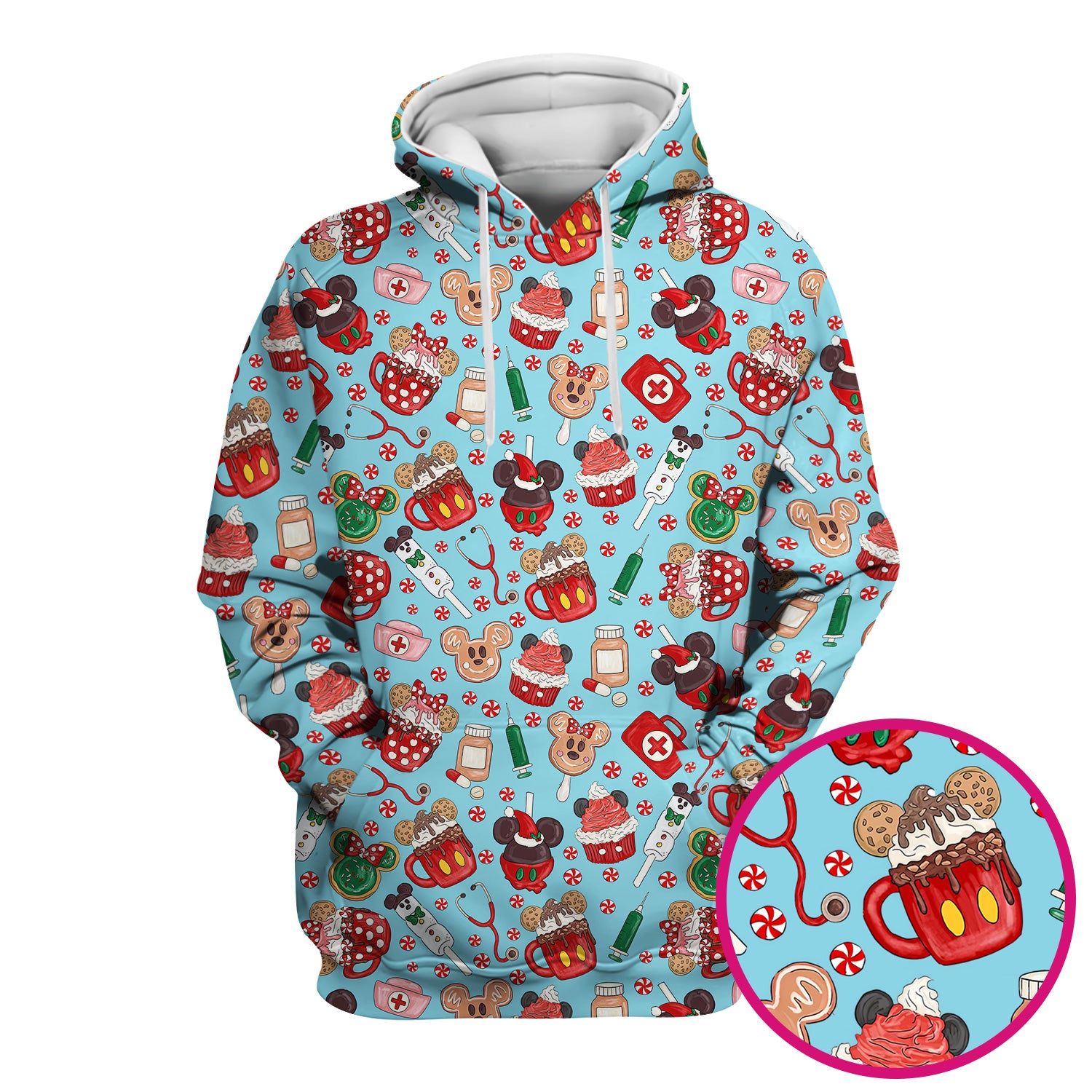 Christmas Scrub Top for Nurses - Cute Gingerbread Cupcake Candy Medical Shirt - Xmas Holiday Uniform for Women RN CNA LPN