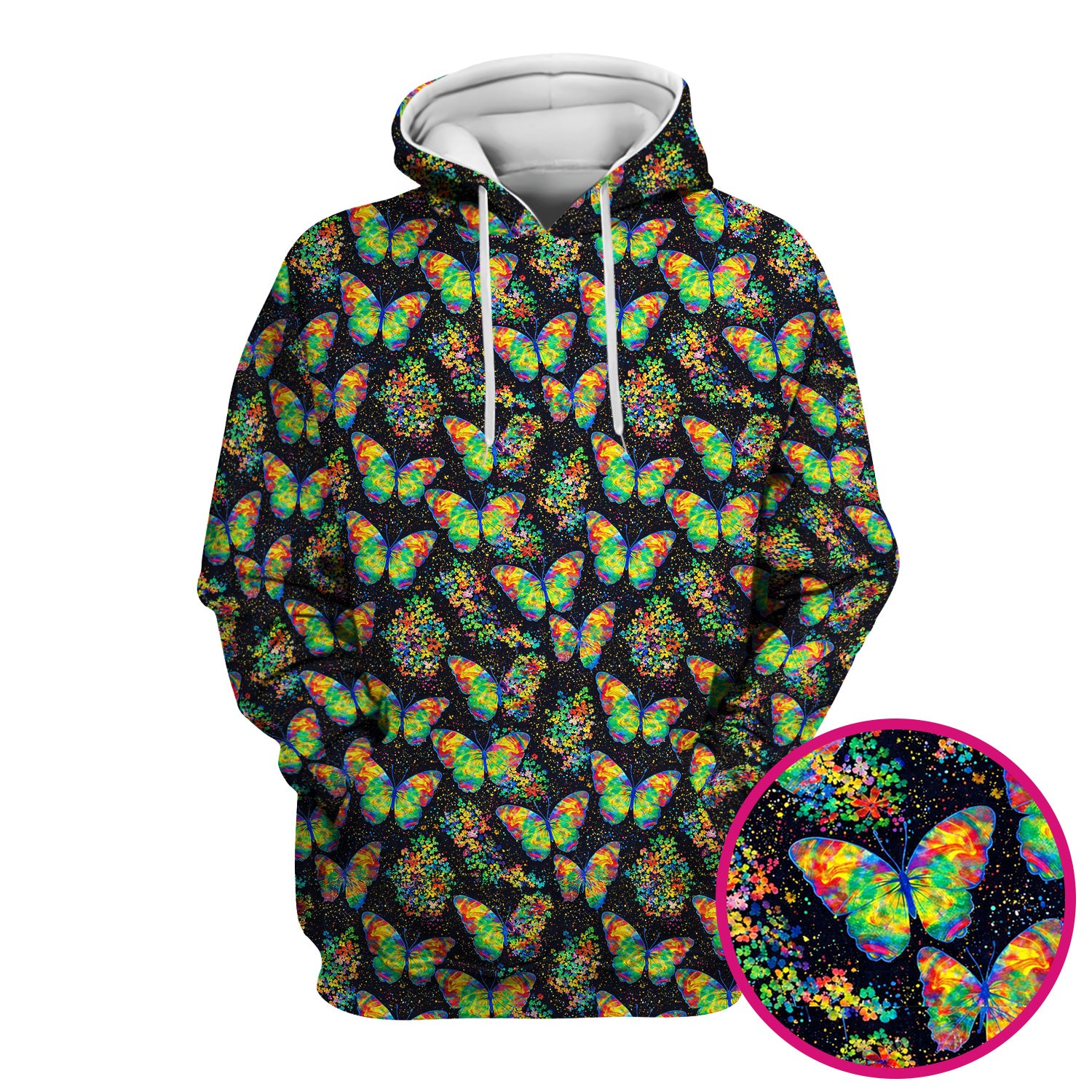Rainbow Butterfly Galaxy Pattern Scrub Top, Comfortable Scrubs for Nurses