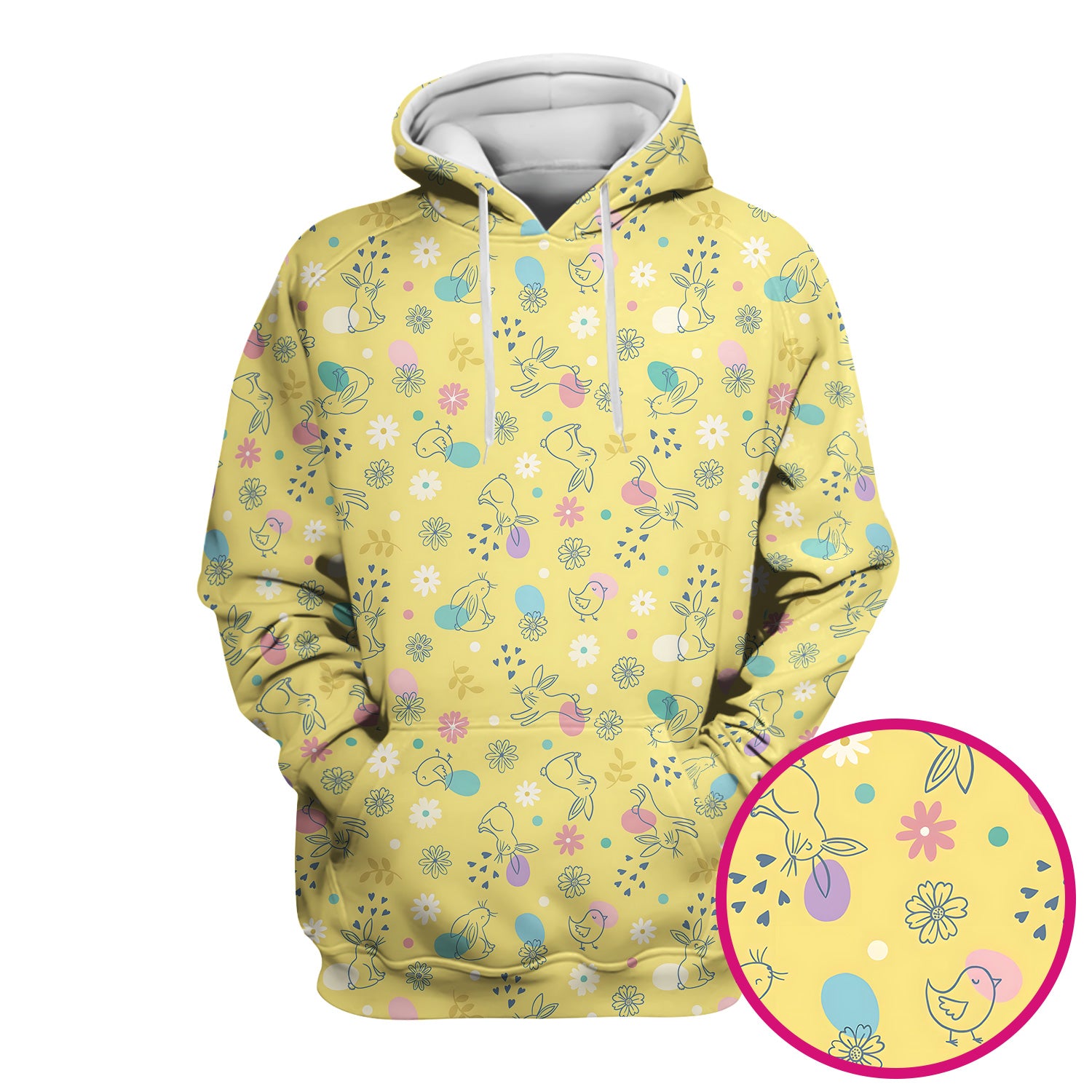 Whimsical Easter Bunny Eggs Pattern Scrub Top, Comfortable Scrubs for Nurses