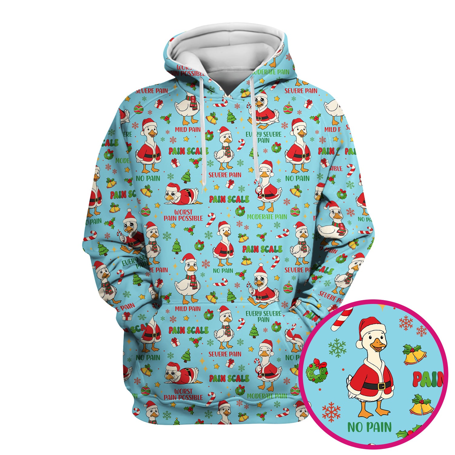 Funny Goose Christmas Scrub Top - Pain Scale Nurse Pattern Shirt - Cute Holiday Medical Scrubs for Women