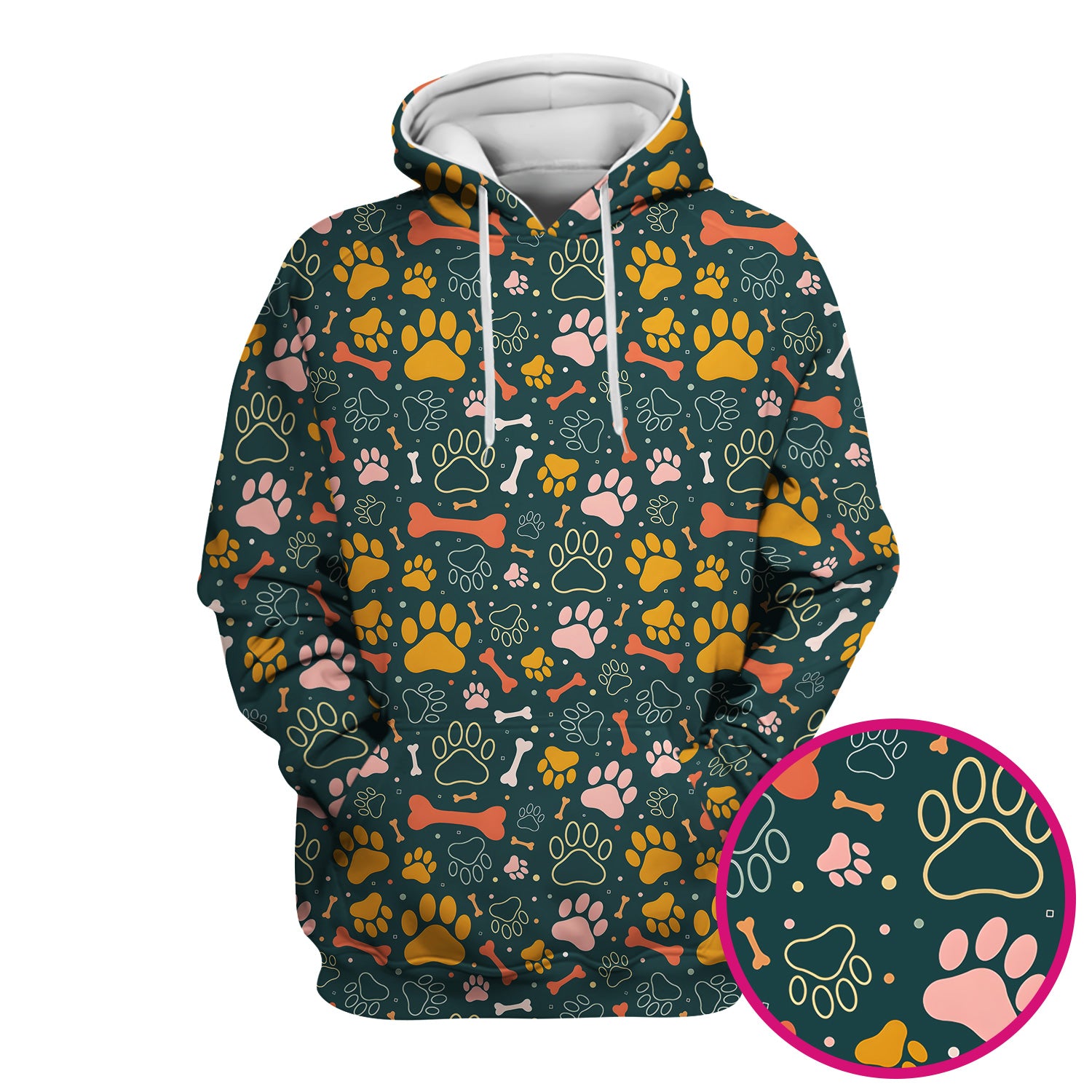 Cute Paw Print Dog Pattern Scrub Top, Comfortable Scrubs for Nurses