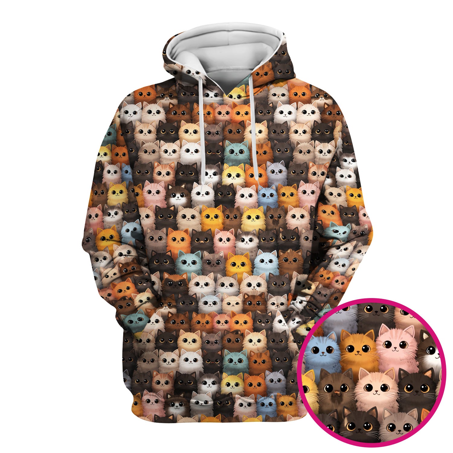 Cute Colorful Cat Pattern Scrub Top, Lightweight Medical Work Uniform