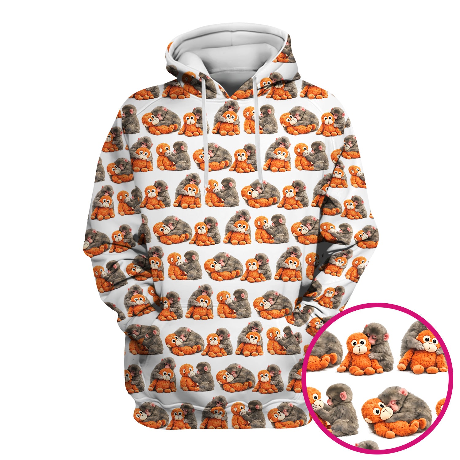 Cute Baby Monkey Plush Toy Animal Pattern Scrub Top, Breathable Medical Uniform Top