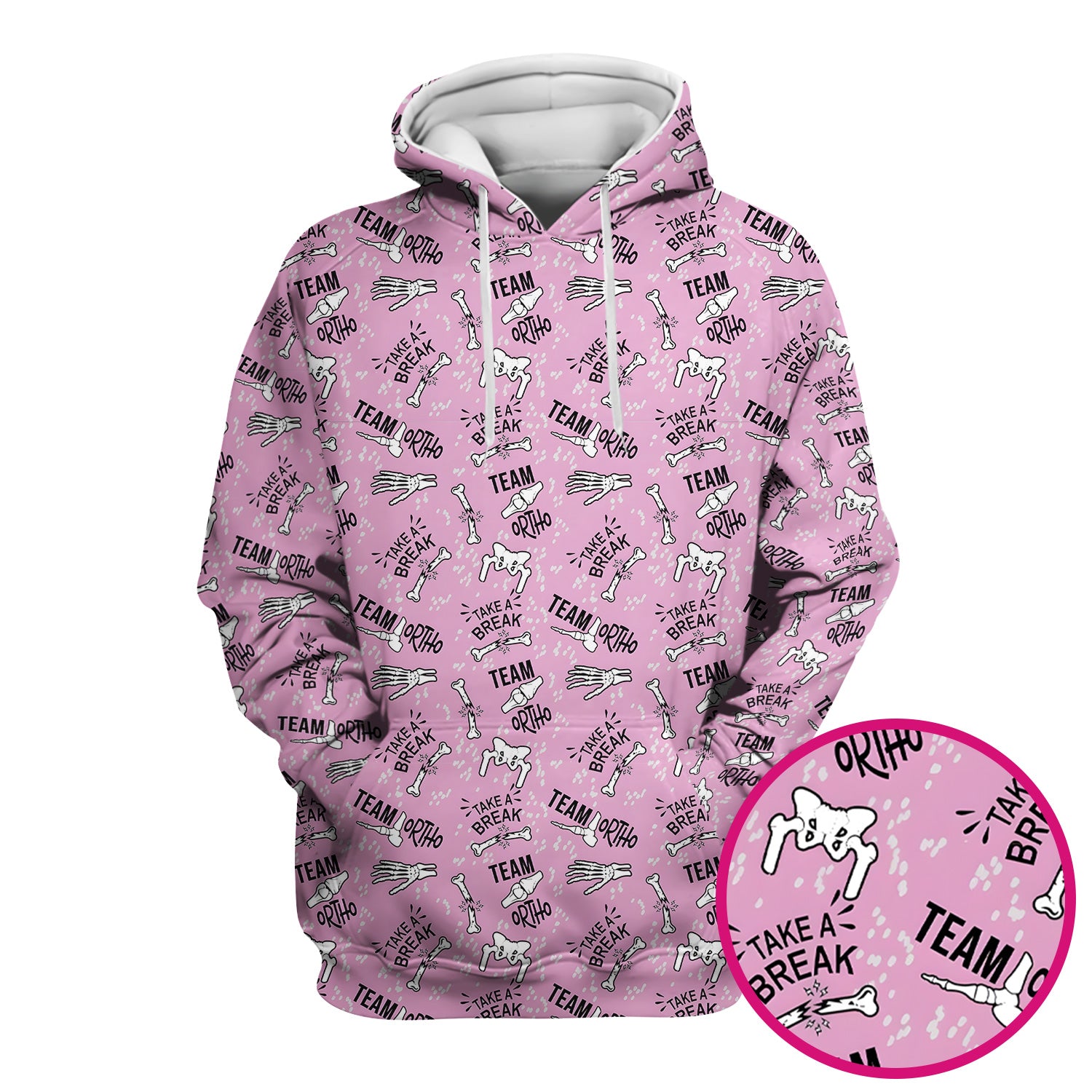 Team Ortho Bone Joint Print Scrub Top, Breathable Fabrics Nursing Uniform