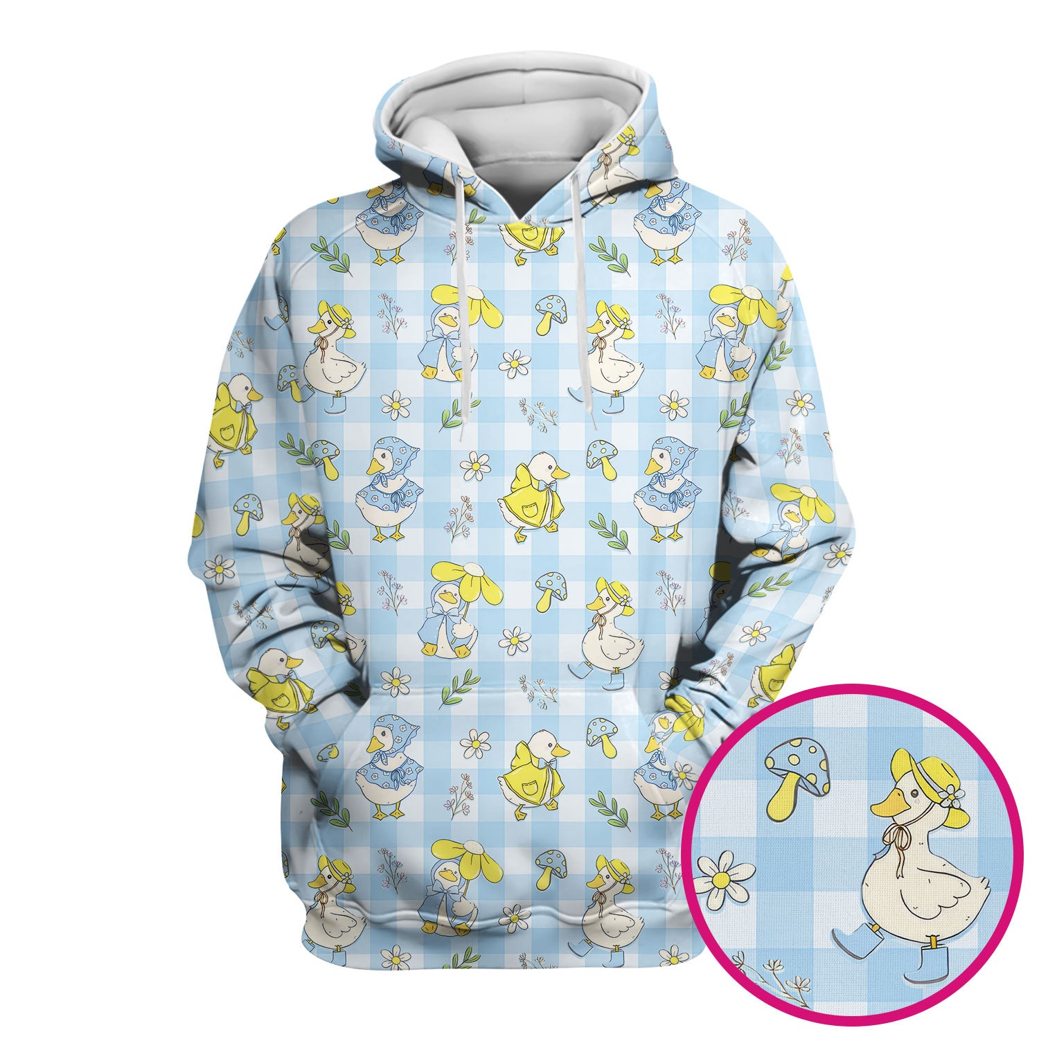 Cute Duck Outfit Gingham Pattern Scrub Top, Comfortable Scrubs for Nurses
