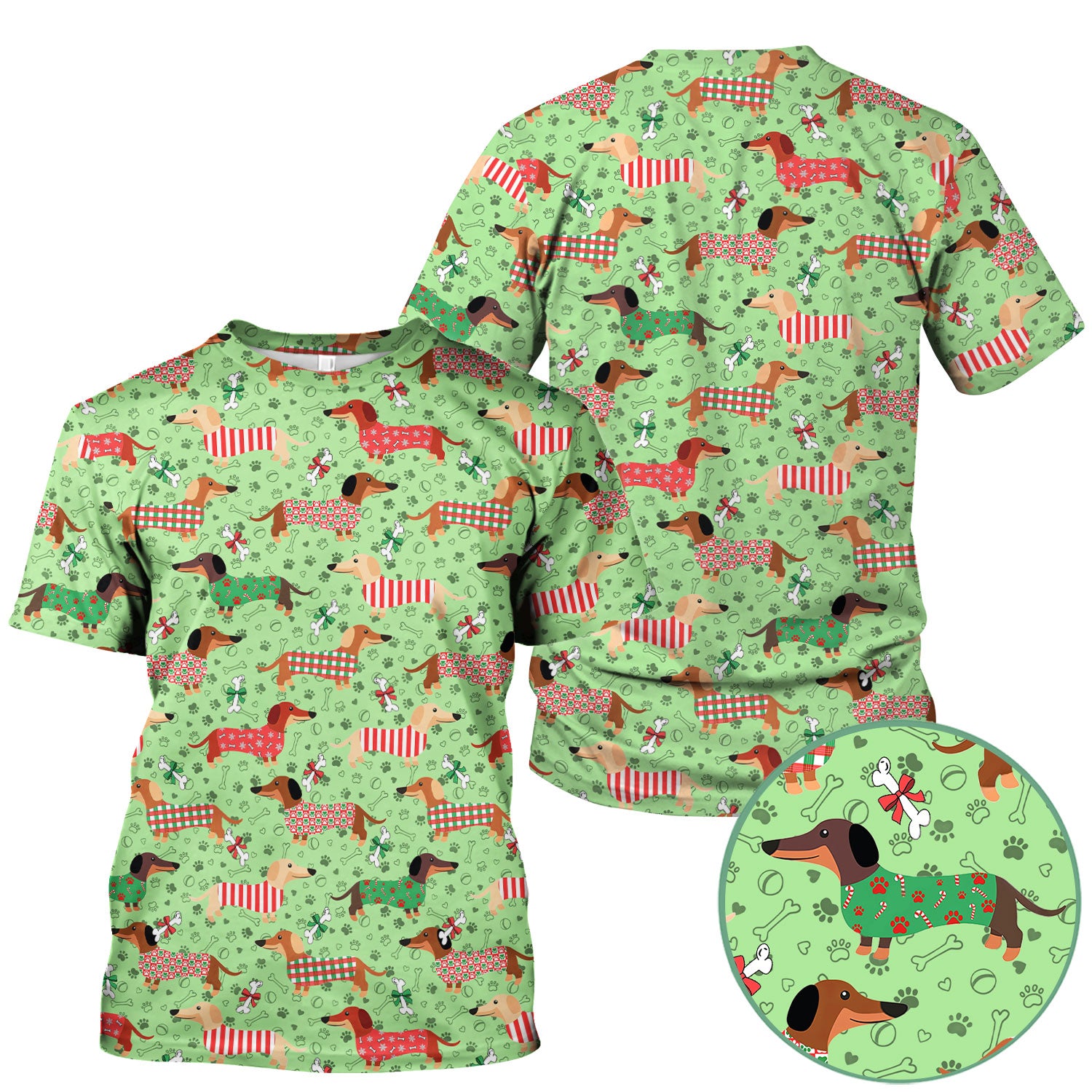 Christmas Dachshund Scrub Top for Nurses - Funny Wiener Dog Medical Shirt Multi Color - Cute Puppy Lover Gift for RN LPN CNA