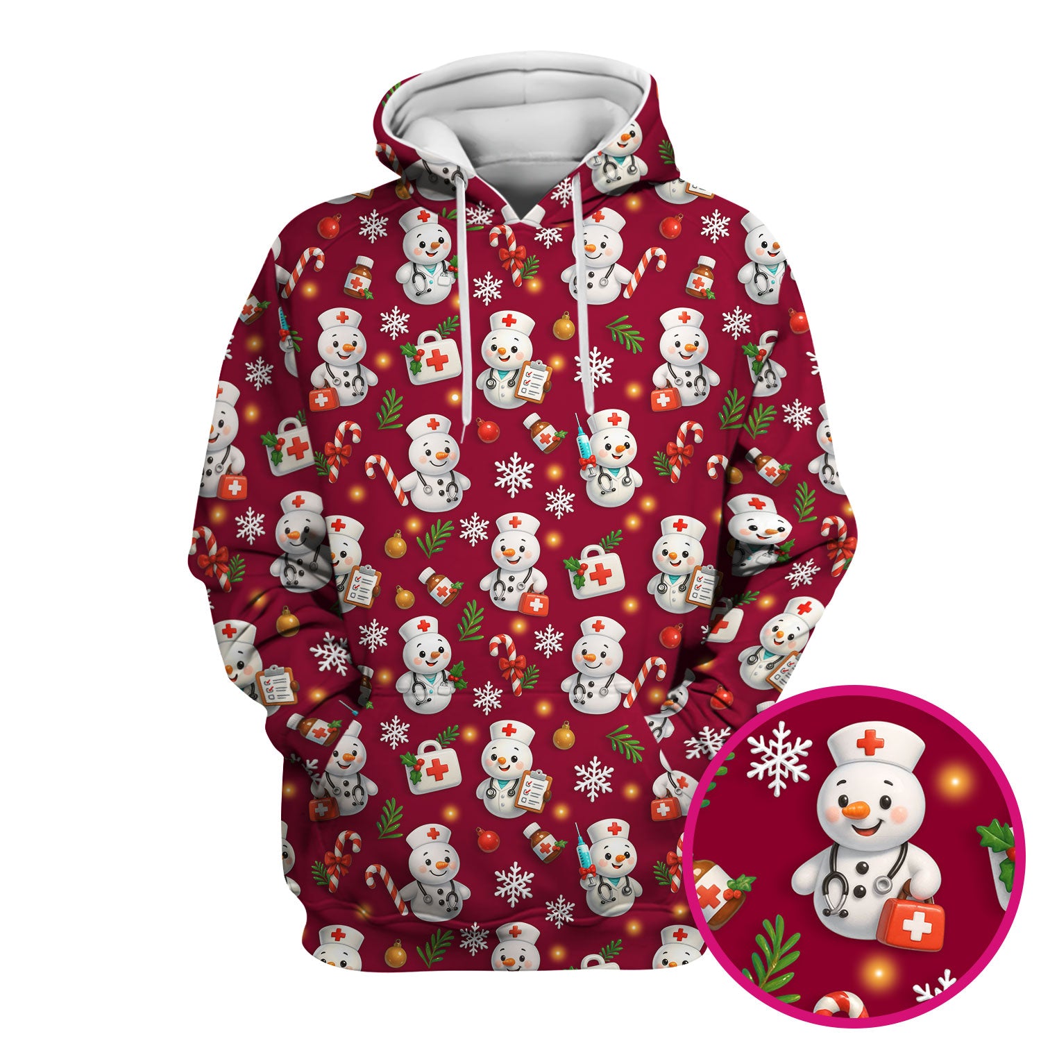 Holiday Nurse Scrub Top Christmas Design - Adorable Snowman Nursing Shirt - Cute Medical Gift for RN LPN CNA Doctors