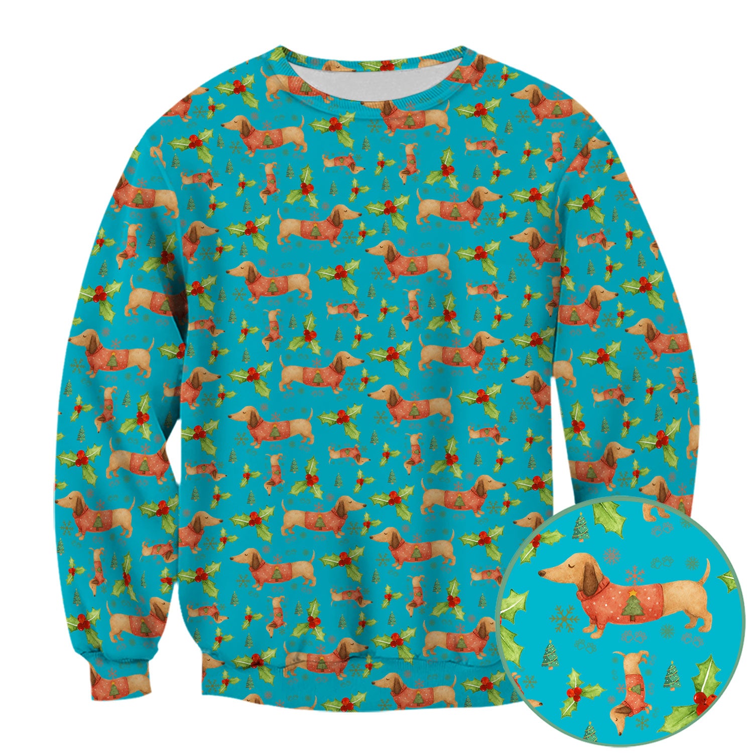 Festive Dachshund Scrub Top - Cute Sausage Dog Christmas Medical Uniform - Wiener Puppy Lover Gift