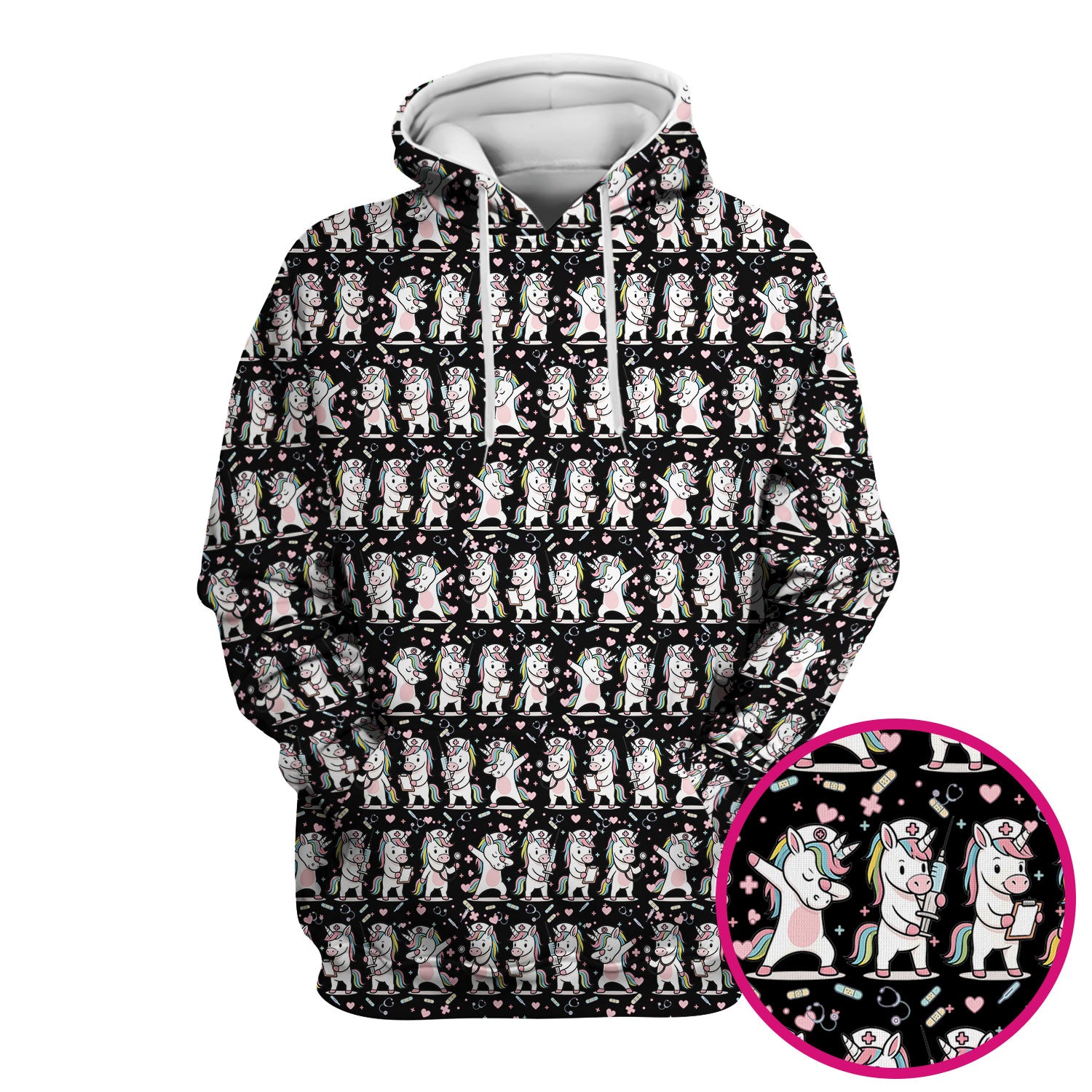 Cute Unicorn Nurse Scrub Top, Playful Medical Cartoon Nursing Shirt, Breathable Fabrics Nurse Uniform