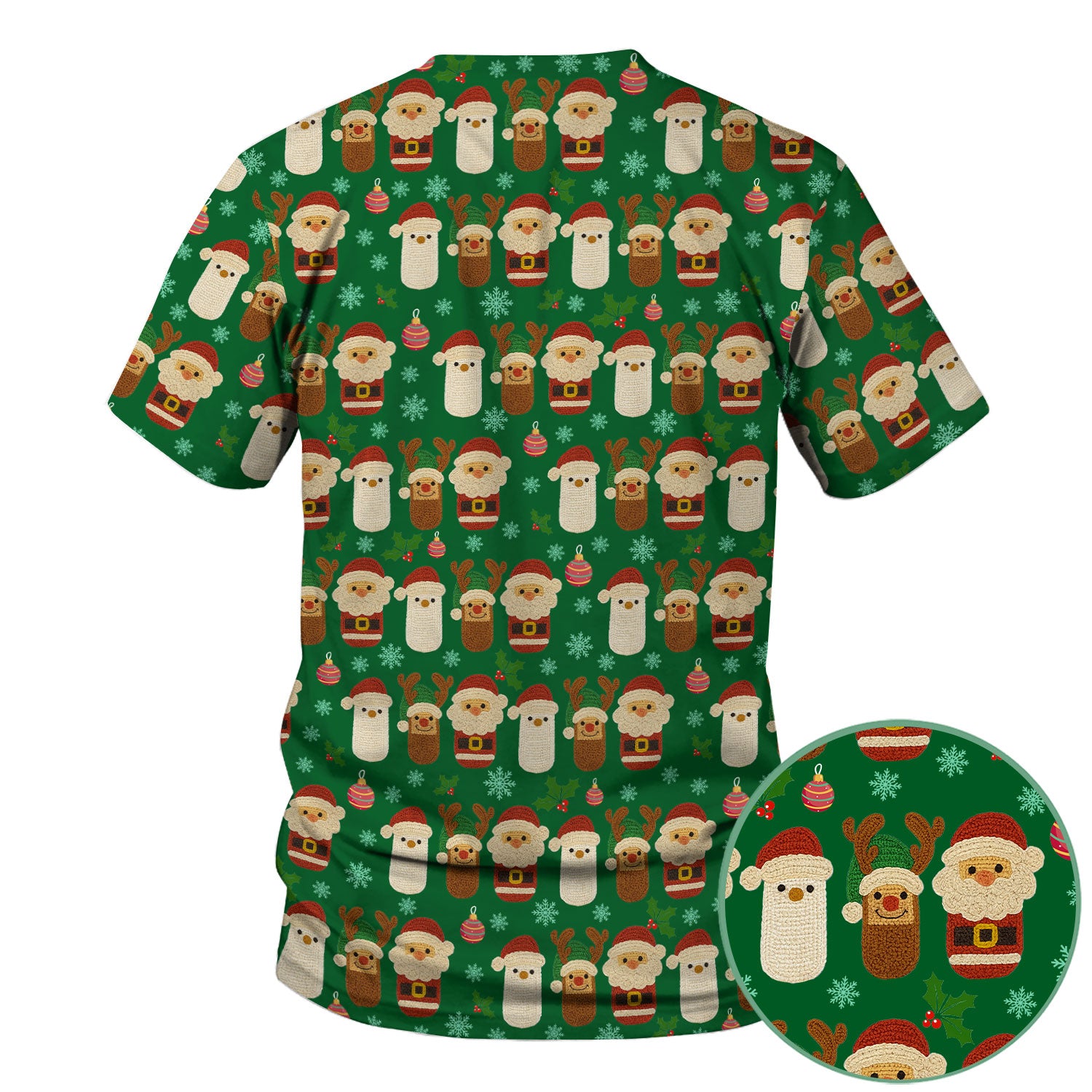 Christmas Santa Reindeer Snowman Scrub Top - Holiday Chill Pill Nurse Shirt - Funny Medical Uniform for Women