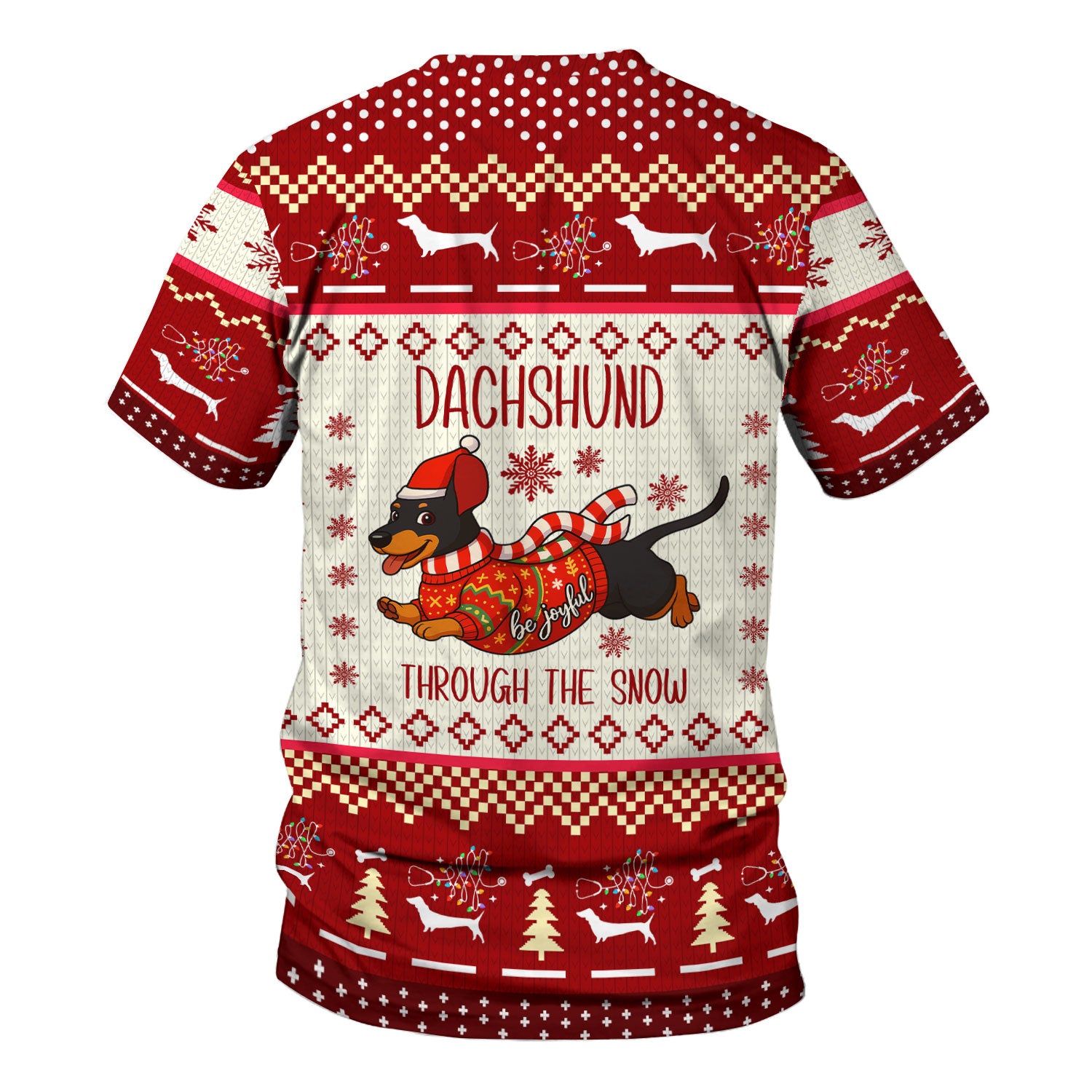 Wiener Dog Through The Snow Christmas Scrub Top - Cute Dachshund Nurse Shirt - Funny Holiday Medical Uniform