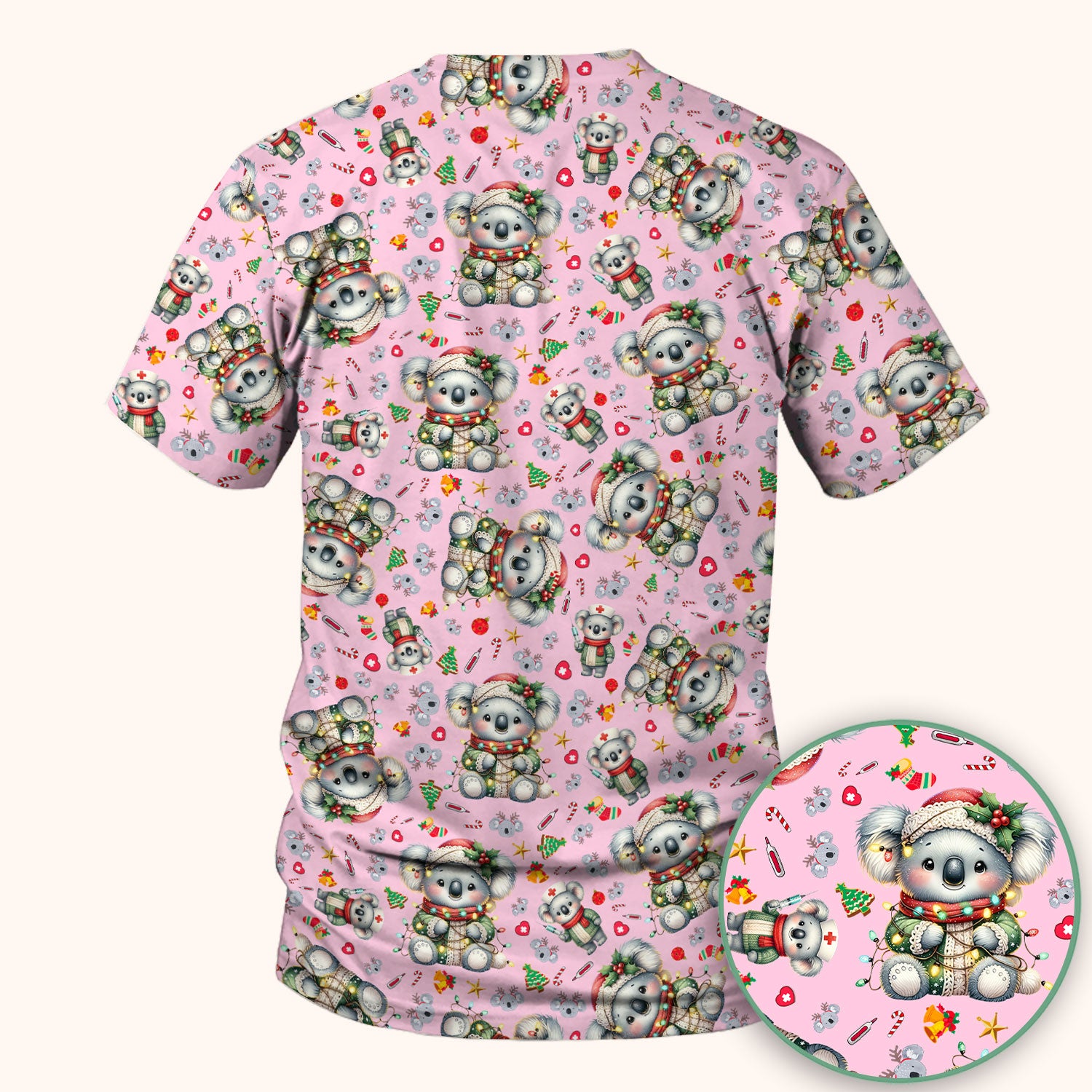Aussie Koala Nurse Scrub Top - Cute Christmas Medical Uniform - Funny Holiday Animal Scrubs for Women