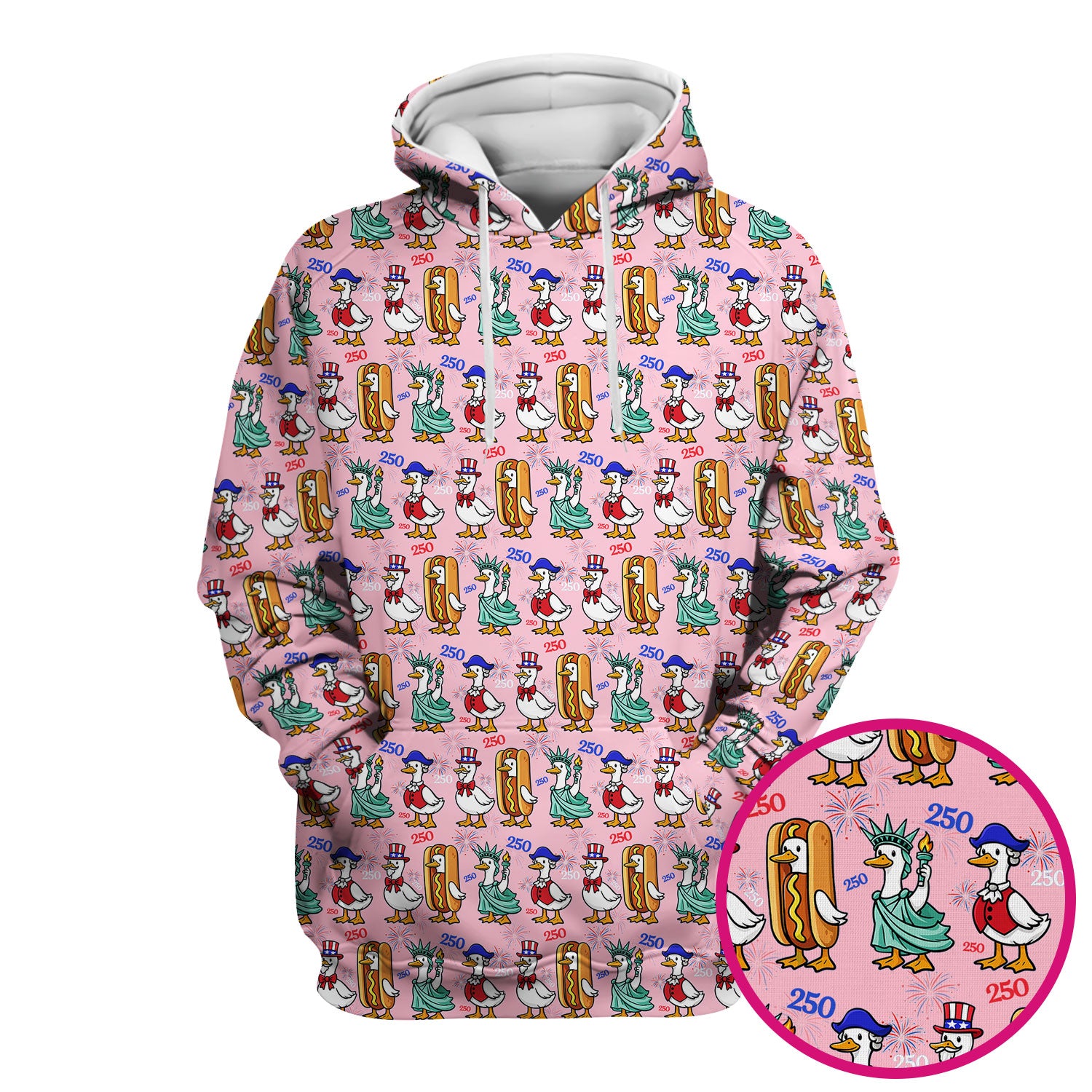 Patriotic Duck Independence Day Pattern Scrub Top, Breathable Healthcare Uniform Top