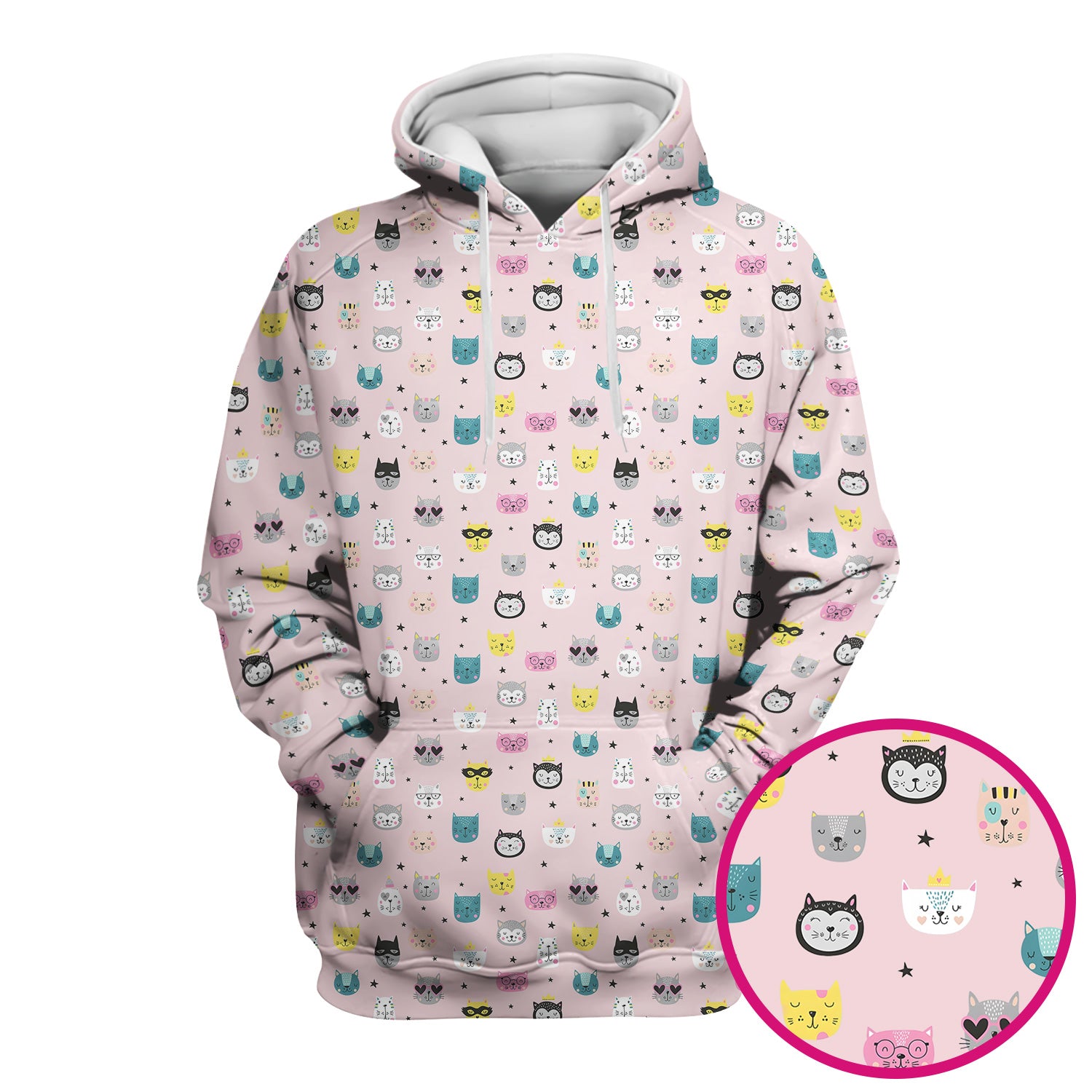 Cute Colorful Cat Pattern Scrub Top, Comfortable Scrubs for Nurses
