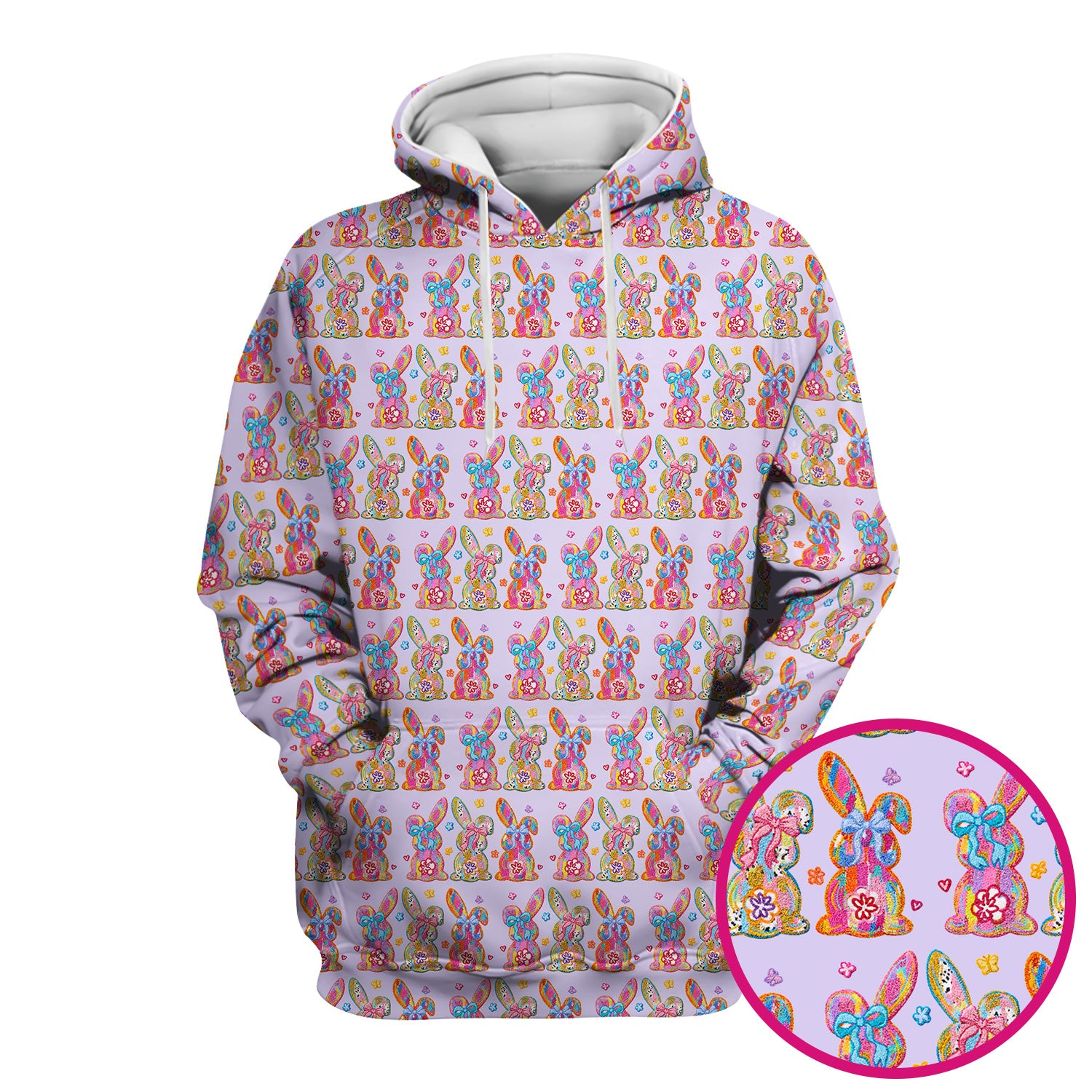 Cute Pastel Bunny Floral Pattern Scrub Top, Comfortable Scrubs for Nurses, Easter