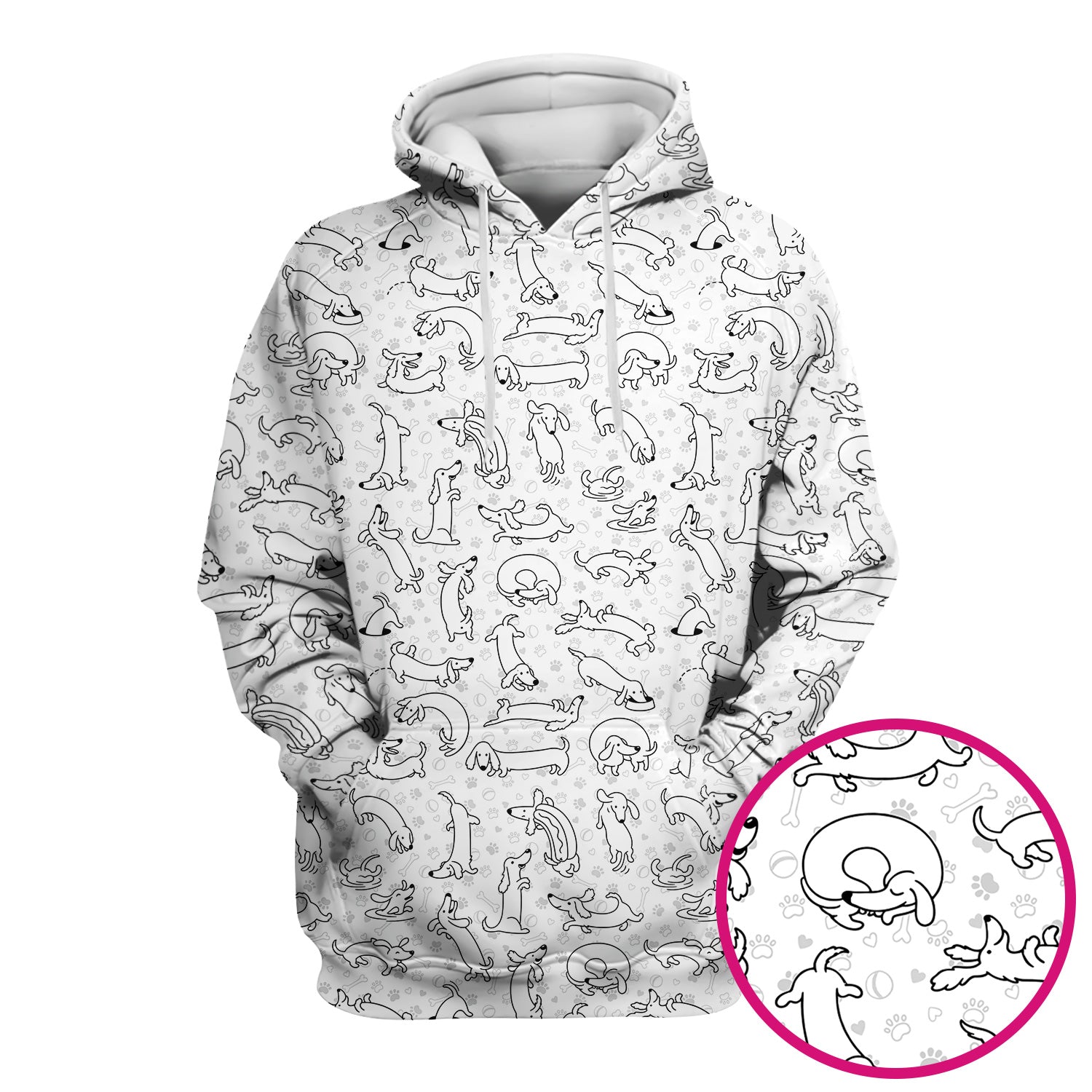 Playful Dachshund Dog Line Art Print Scrub Top, Comfortable Scrubs for Nurses