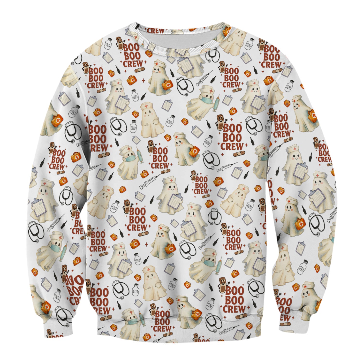 Cute Halloween Nurse Scrub Boo Boo Crew - Funny Ghost Medical Top for Women - Gift for RN LPN CNA