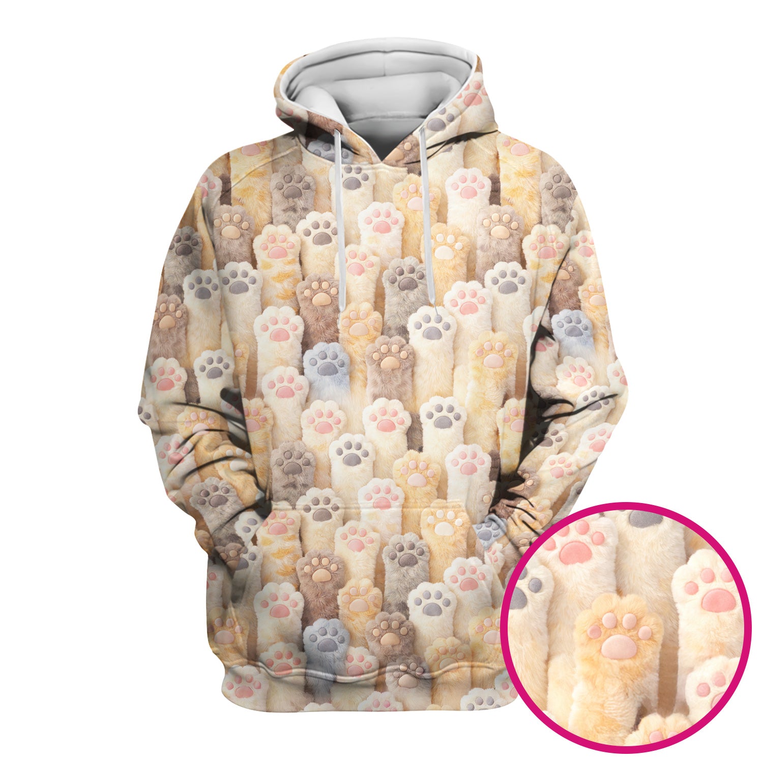 Cute Fluffy Cat Paw Pattern Scrub Top, Comfortable Scrubs for Nurses