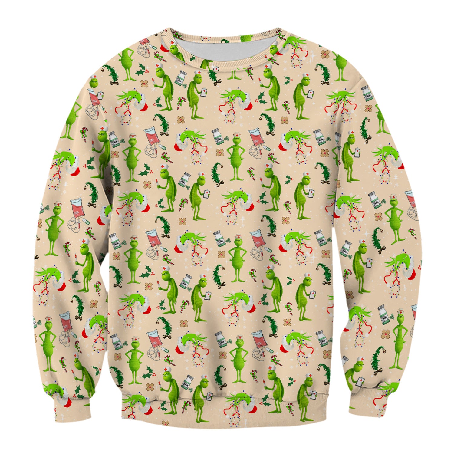 Cute Grinch Scrub Top for Nurse - Christmas Holiday Medical Shirt - Gift for CNA RN LPN Healthcare Workers