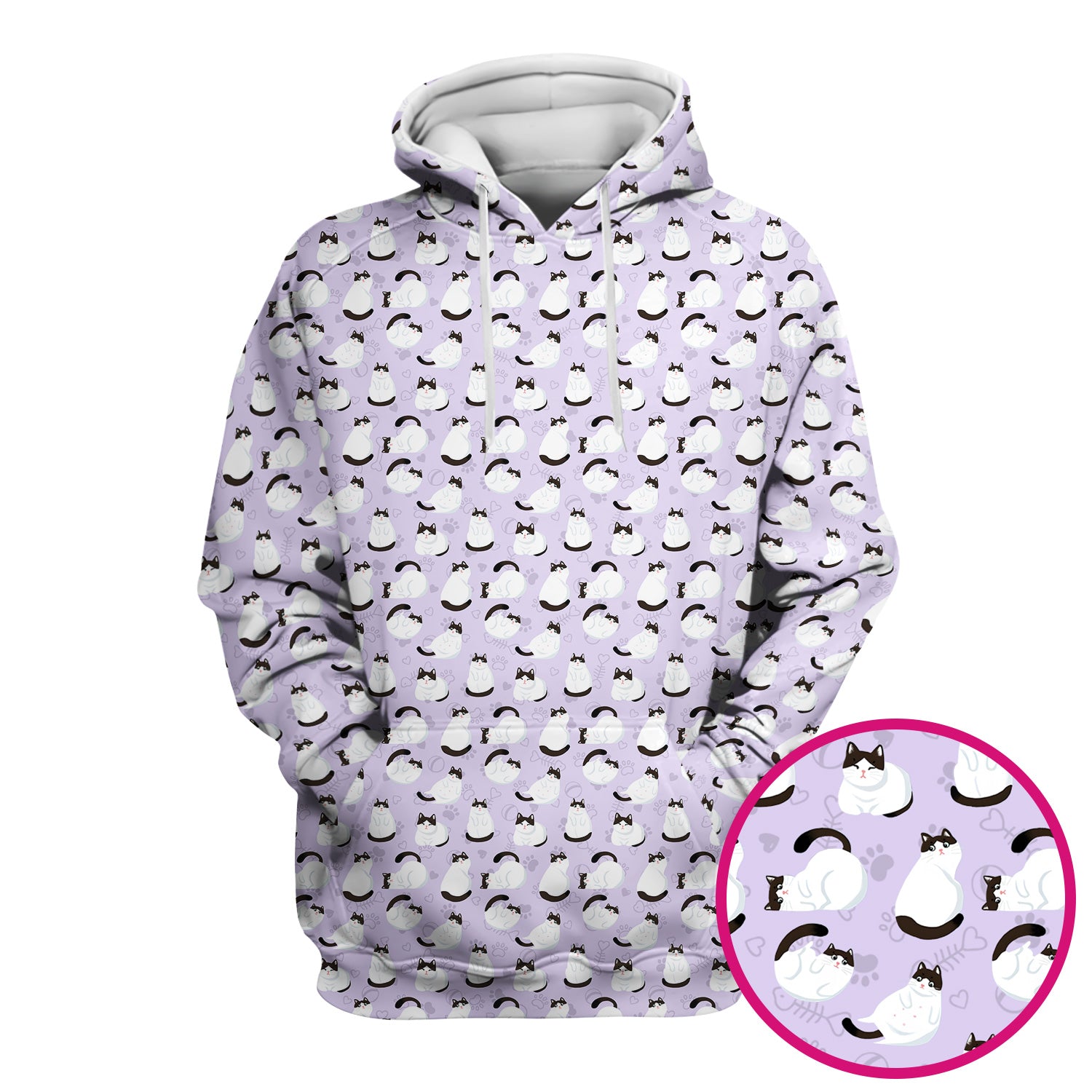 Cute Cat Pattern Medical Scrub Top, Breathable Fabrics Nursing Uniform
