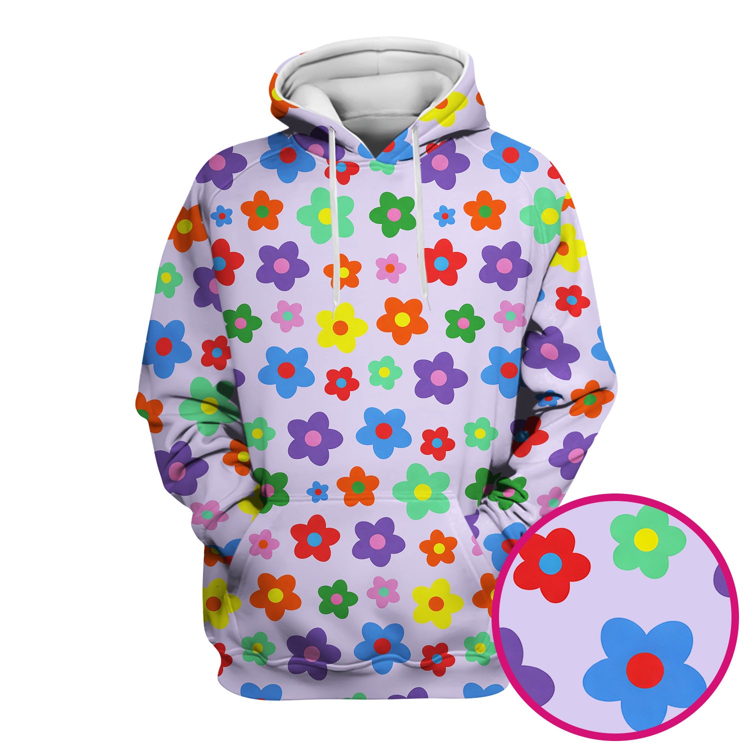 Colorful Retro Flower Pattern Print Scrub Top, Breathable Fabrics Nursing Uniform