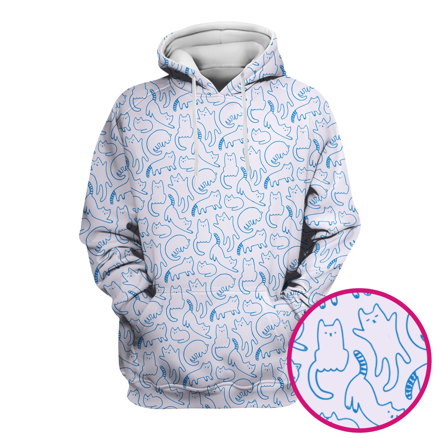 Artistic Cat Pattern Medical Scrub Top, Breathable Fabrics Nursing Uniform