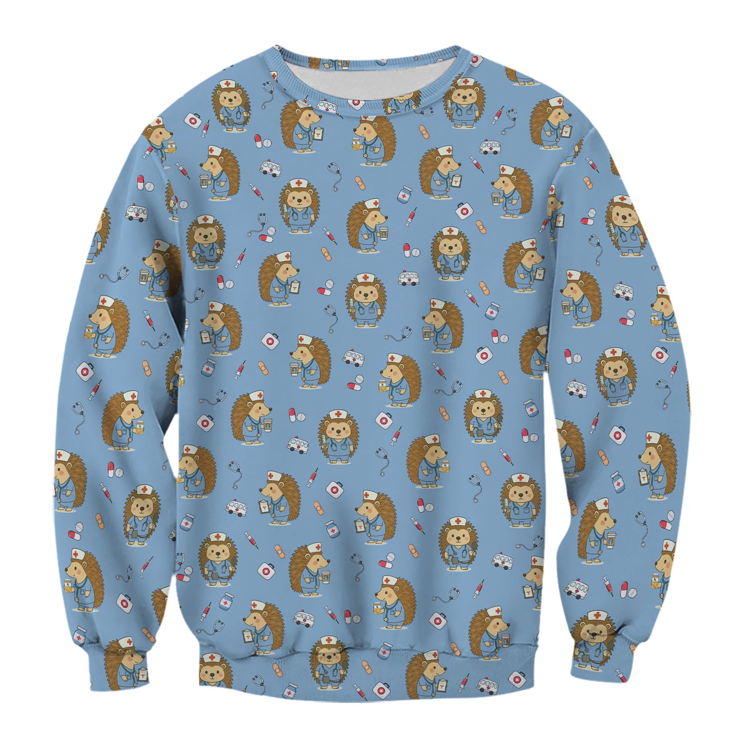 Funny Nurse Hedgehog T-Shirt - Cute Medical Icon Design - Gift for RN LPN CNA & Healthcare Workers