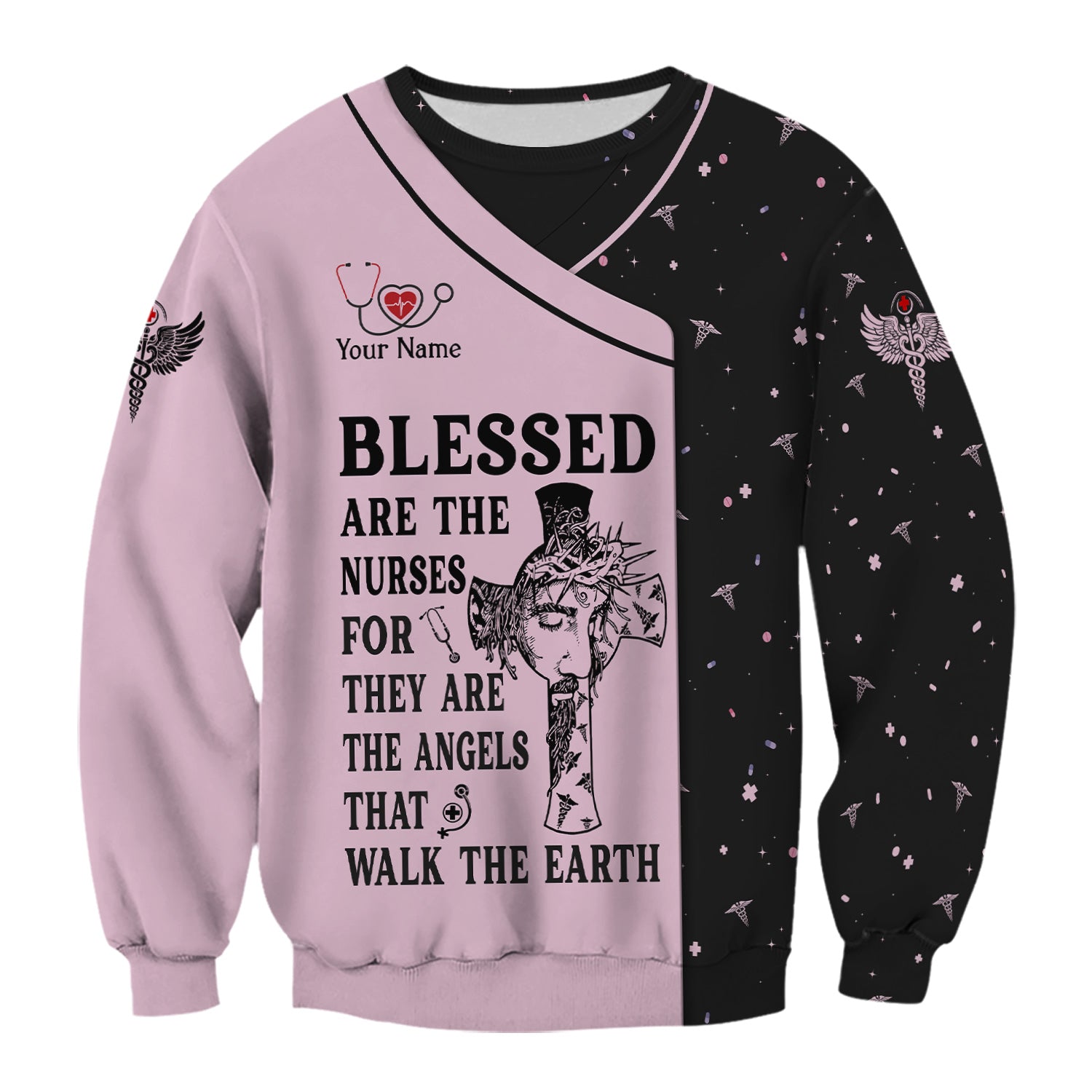 Personalized Christian Nurse Shirt - Blessed Are The Nurses Angel - Gift for Women RN LPN & Healthcare Workers