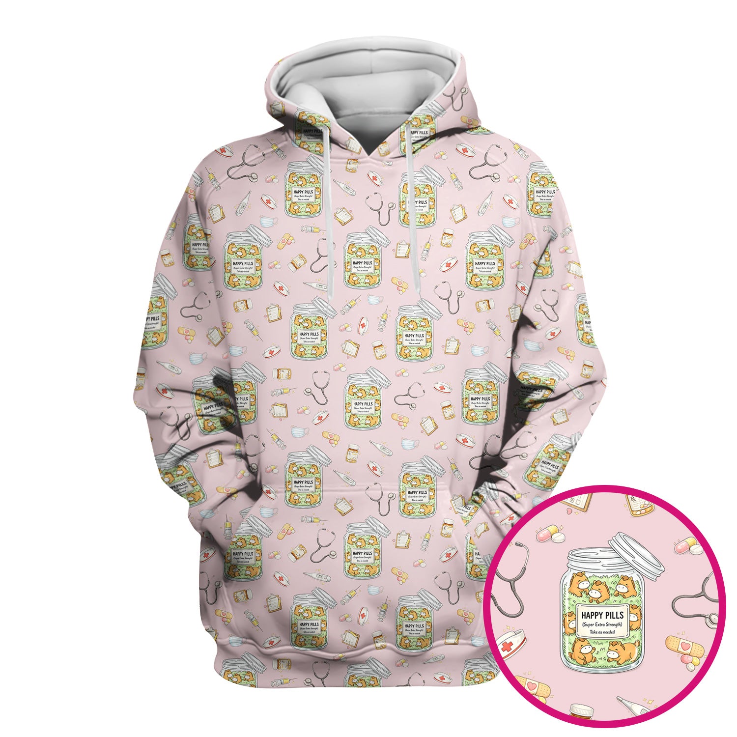 Happy Pills Horse Medical Print Nurse Scrub Top, Comfortable Scrubs for Nurses