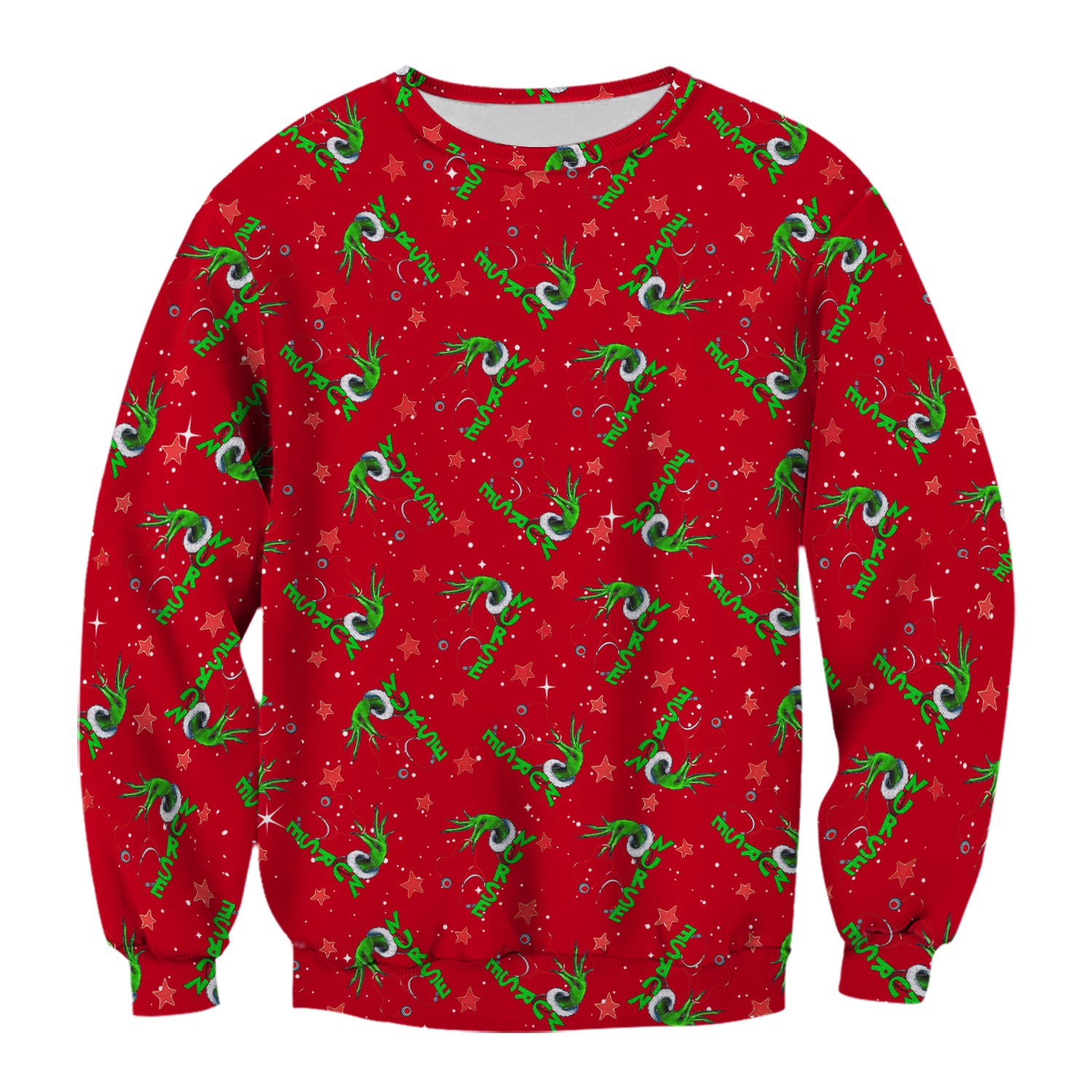 Grinch Nurse Scrub Top - Festive Holiday Uniform for Women - RN LPN CNA Nursing Gift