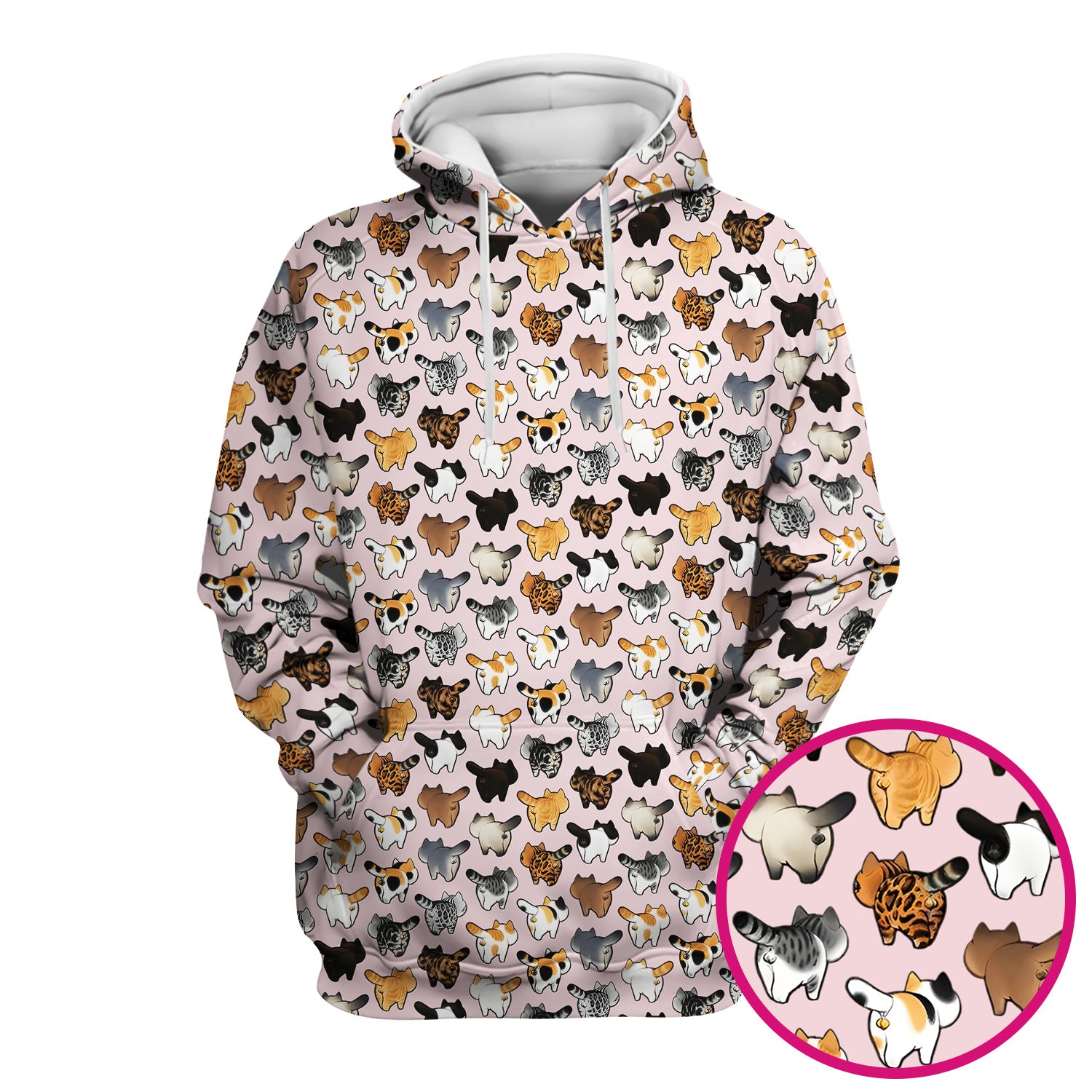 Cat Butt Pattern Medical Scrub Top, Breathable Fabrics Nursing Uniform