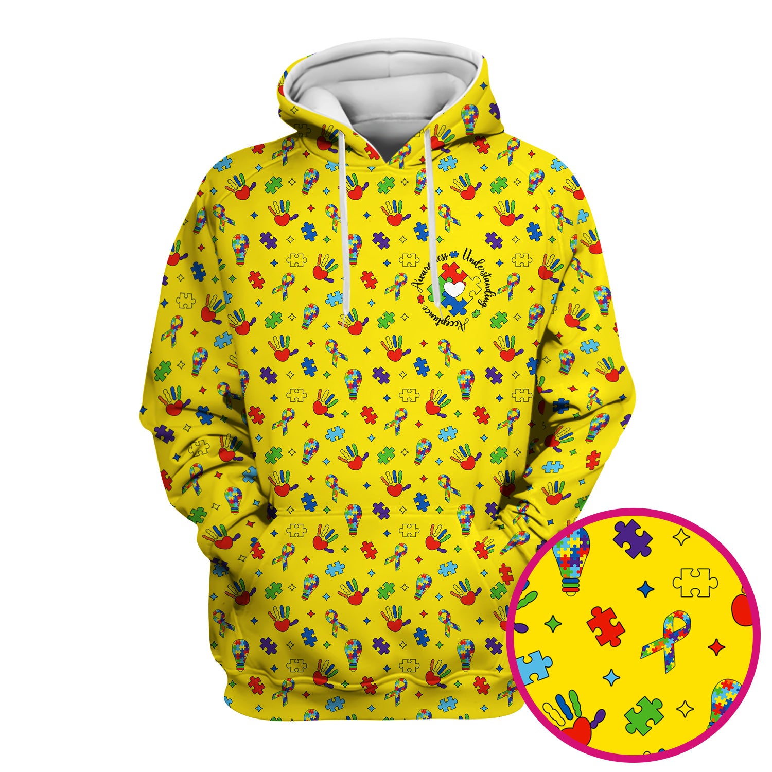 Autism Awareness Colorful Puzzle Pattern Scrub Top, Comfortable Scrubs for Nurses