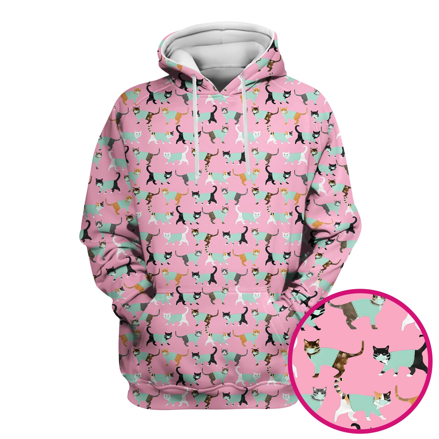 Playful Cat Nurse All Over Print Scrub Top, Comfortable Scrubs for Nurses