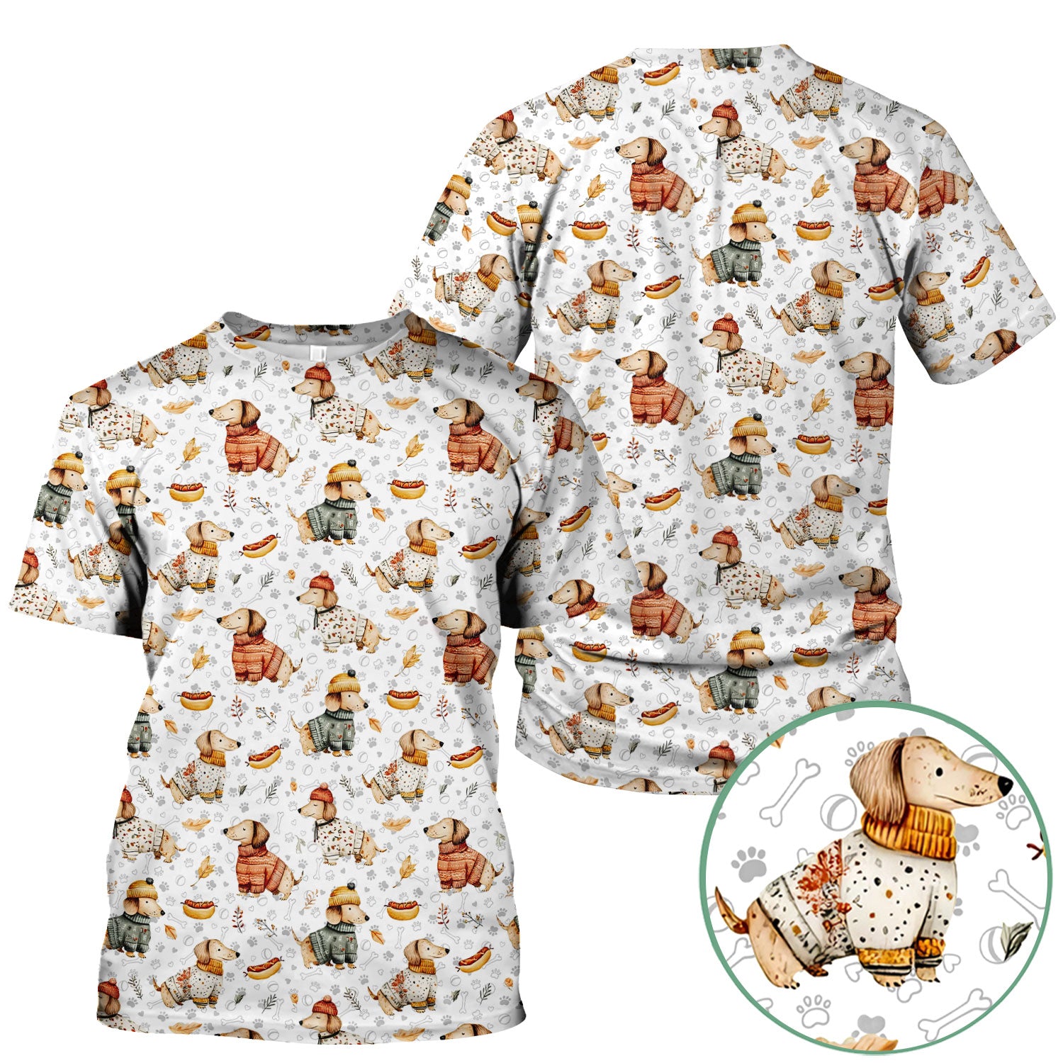 Fall Wiener Dog Nurse Scrub Top - Cozy Sausage Dog Autumn Medical Shirt for Women RN CNA LPN - Thanksgiving Gift