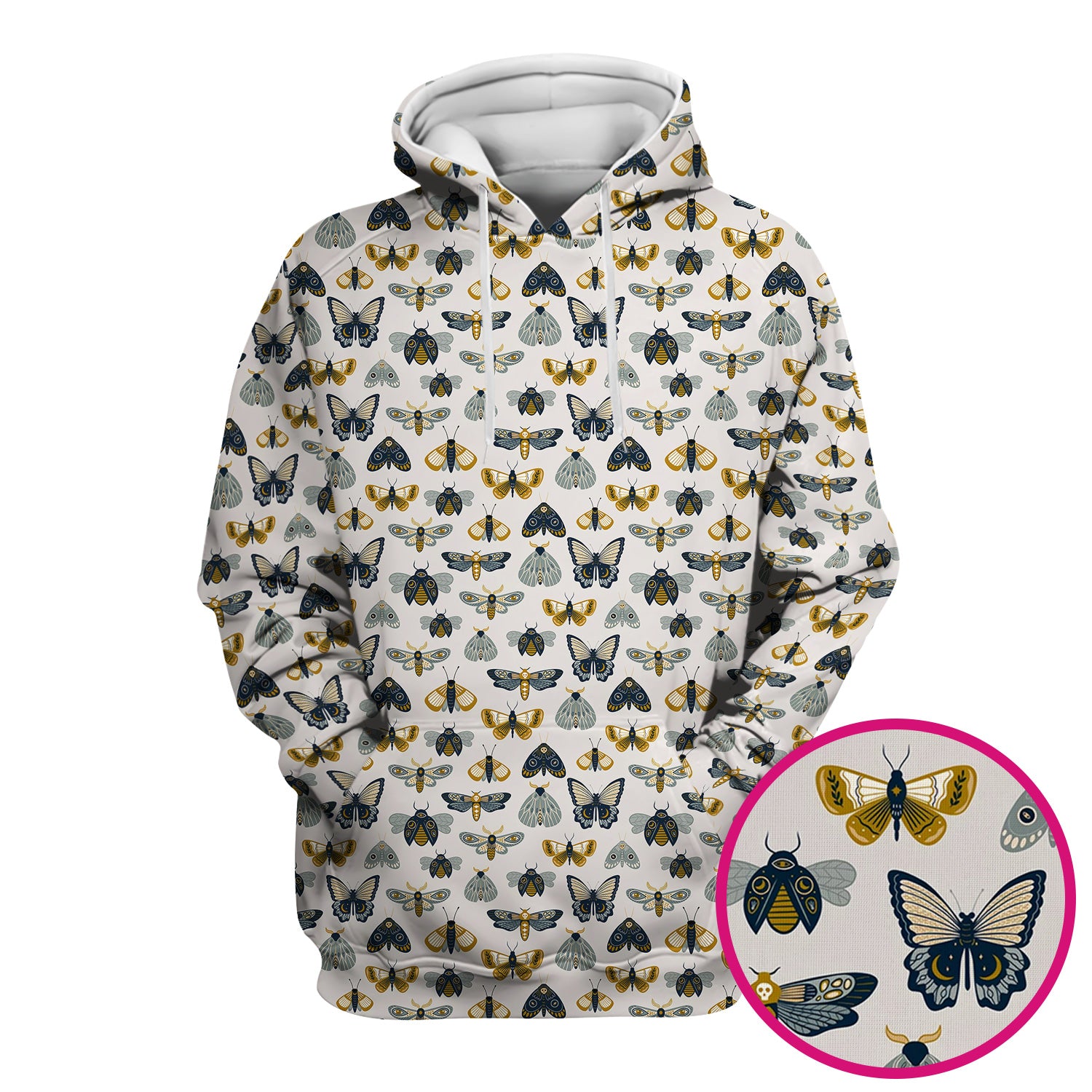 Vintage Butterfly Moth Insect Pattern Scrub Top, Comfortable Scrubs for Nurses