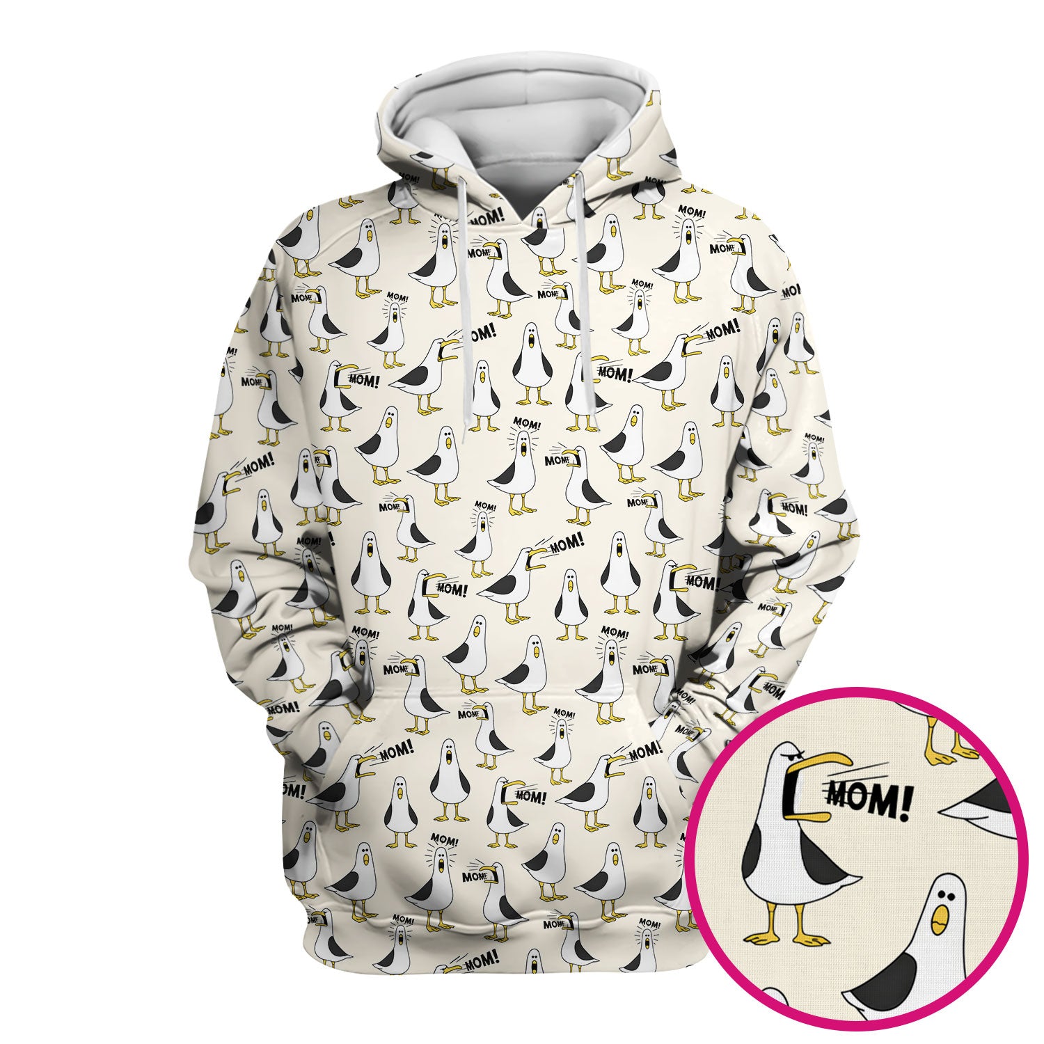 Funny Seagull Mom Seamless Pattern Scrub Top, Comfortable Scrubs for Nurses