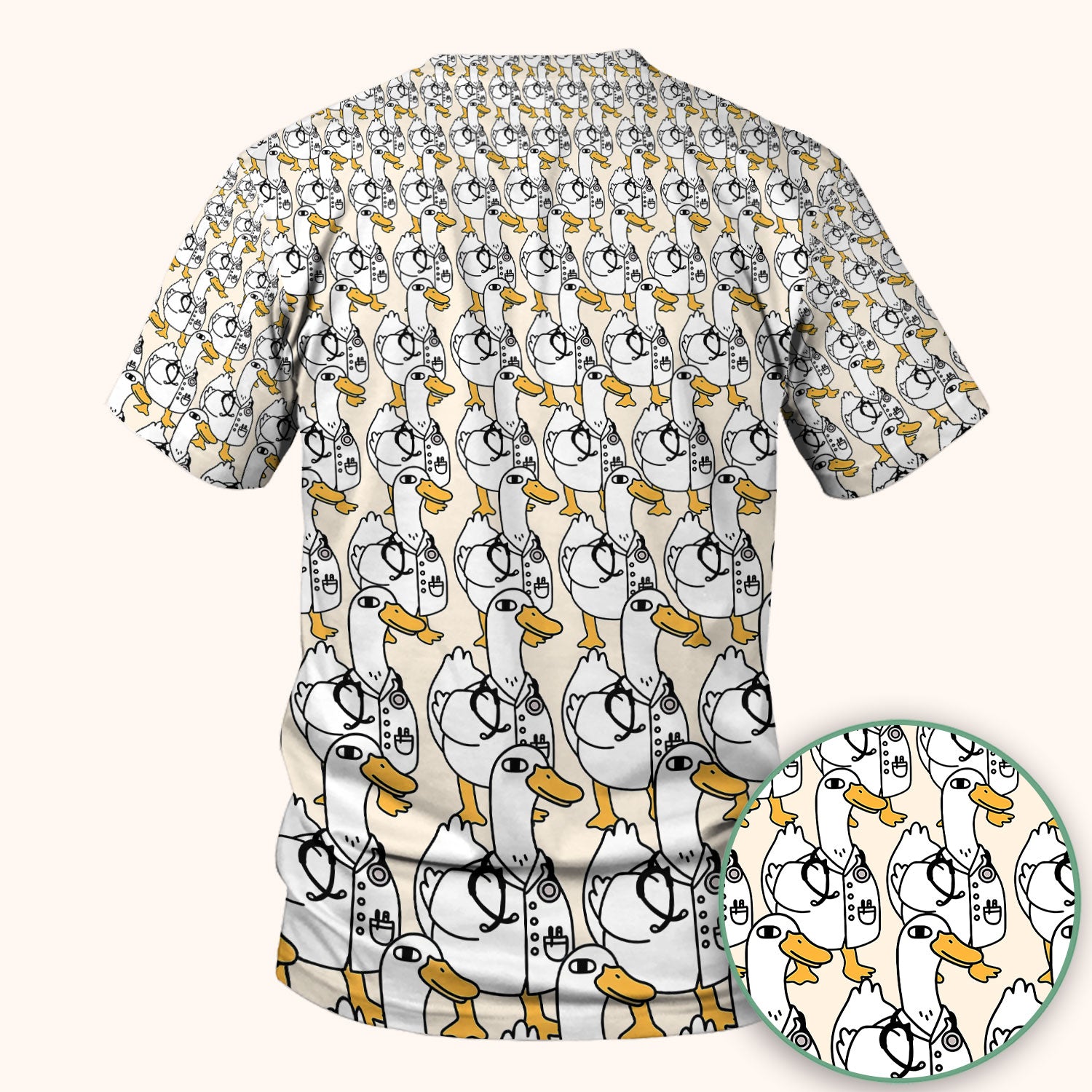 Funny Duck Scrub Top for Women - I'm a Doctor Shirt - Cute Duck In The Row - Breathable Fabrics Nursing Uniform