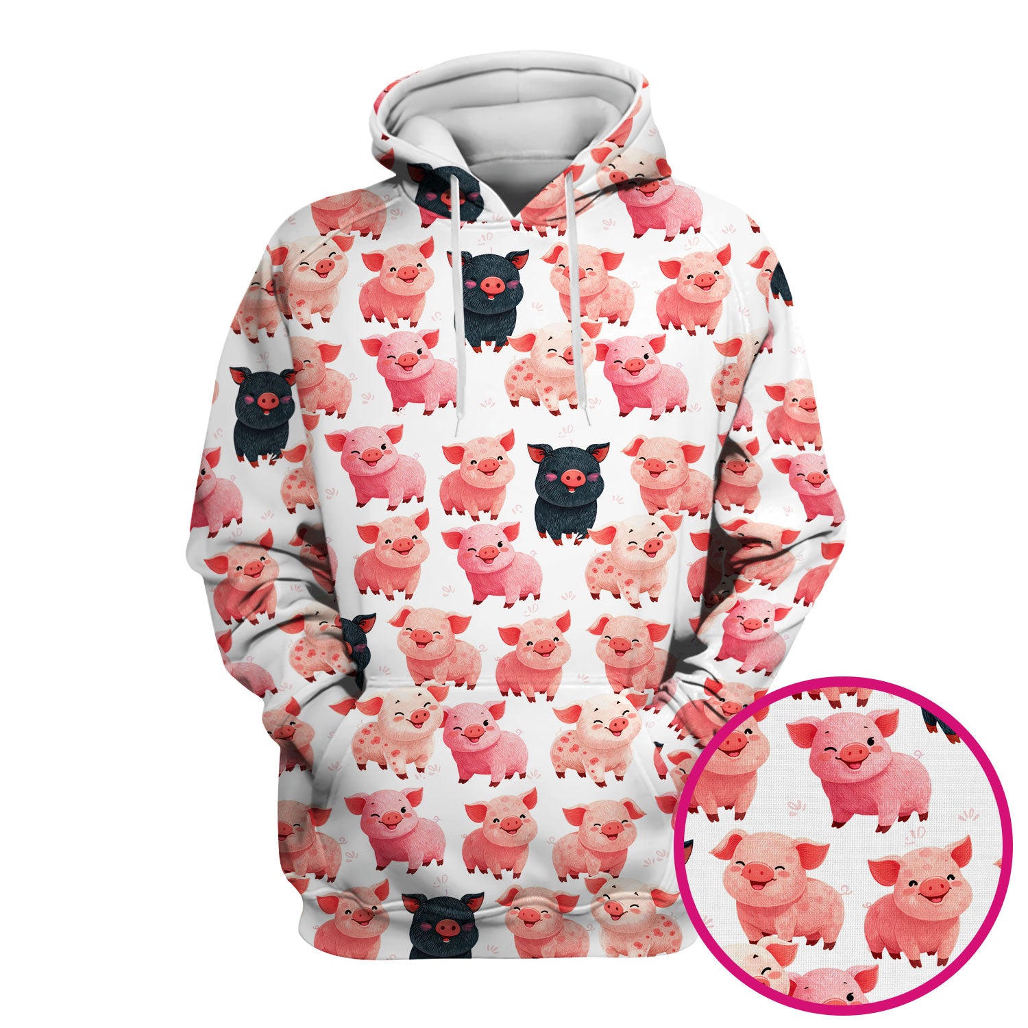 Funny Farm Pig Cartoon Pattern Scrub Top, Comfortable Scrubs for Nurses