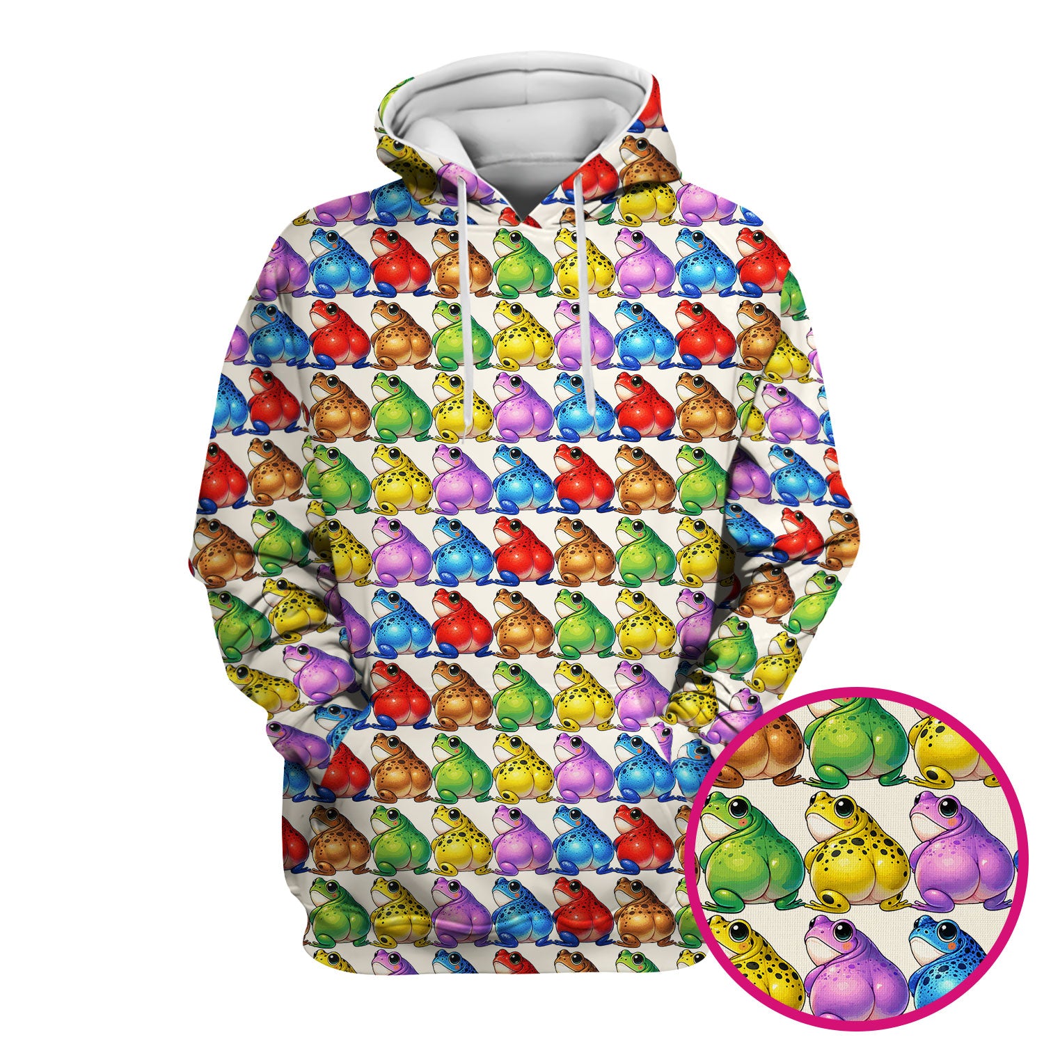 Funny Colorful Frogs Pattern Scrubs Top, Comfortable Scrubs for Nurses