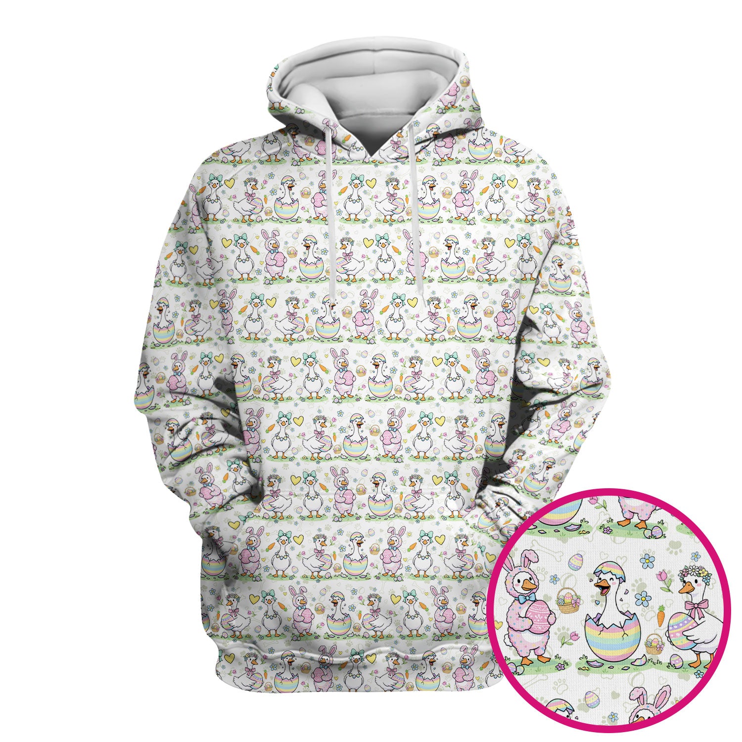 Pastel Easter Goose Bunny Egg Pattern Scrub Top, Comfortable Scrubs for Nurses