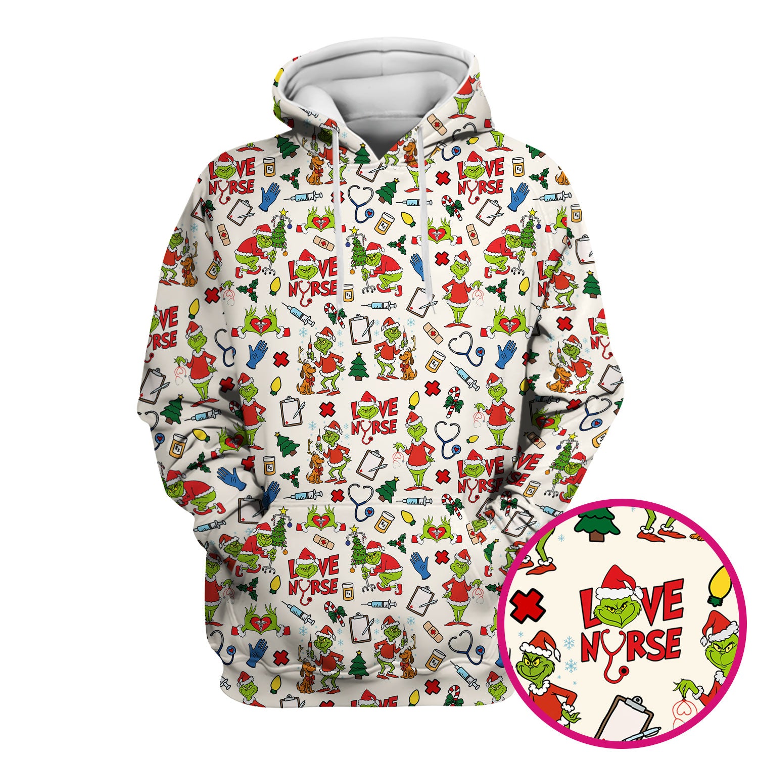 Grinch Nurse Scrub Shirt Multi Colors - Love Nurse Christmas Scrub Top - Funny Holiday Nursing Workwear with Pockets