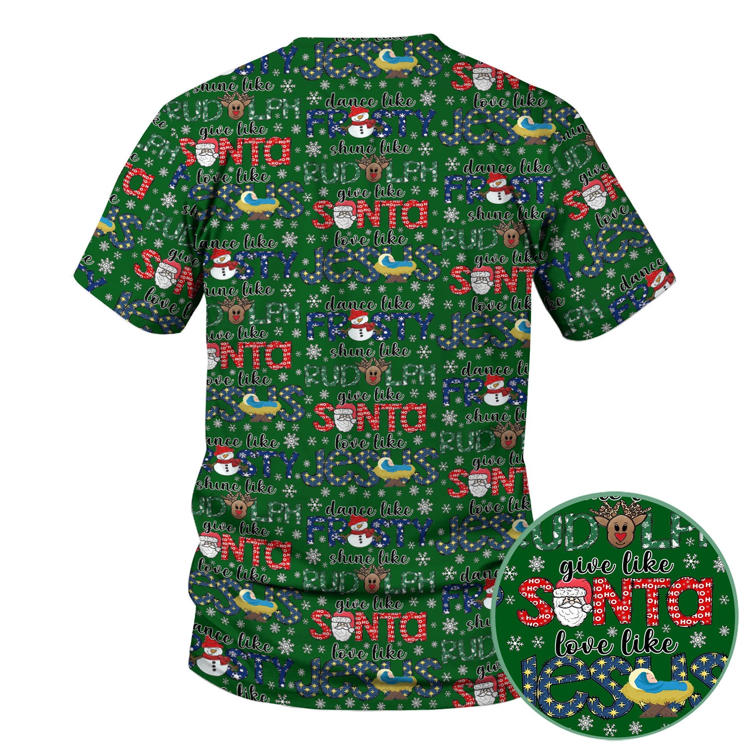 Xmas Rudolph Comfortable Scrubs for Nurses - God Santa Shirt - Breathable Fabrics Nursing Uniform Gift for RN CNA LPN