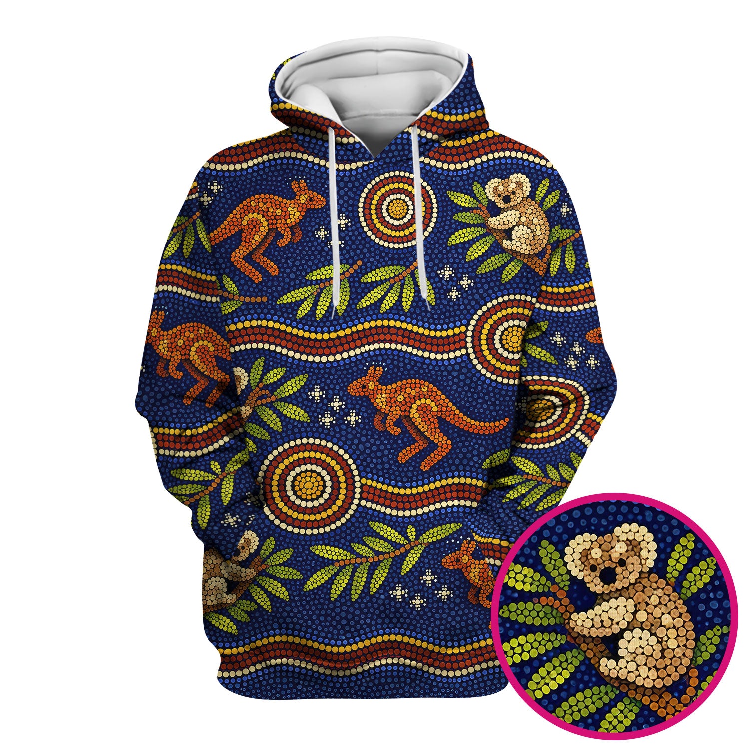 Australian Aboriginal Dot Art Scrub Top, Kangaroo ANd Koala Pattern Nurse Shirt, Breathable Fabrics Nursing Uniform