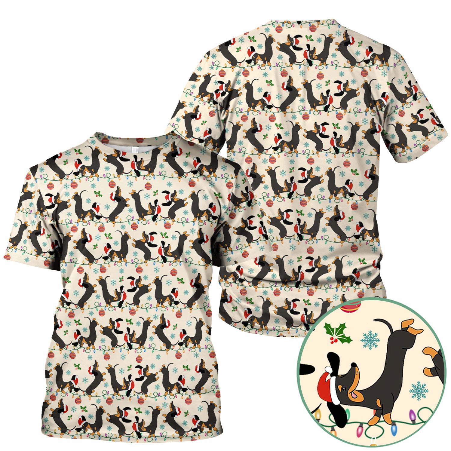 Christmas Dachshund Scrub Top - Cute Wiener Dog Holiday Nurse Shirt for Women - Festive Medical Uniform for RN CNA LPN