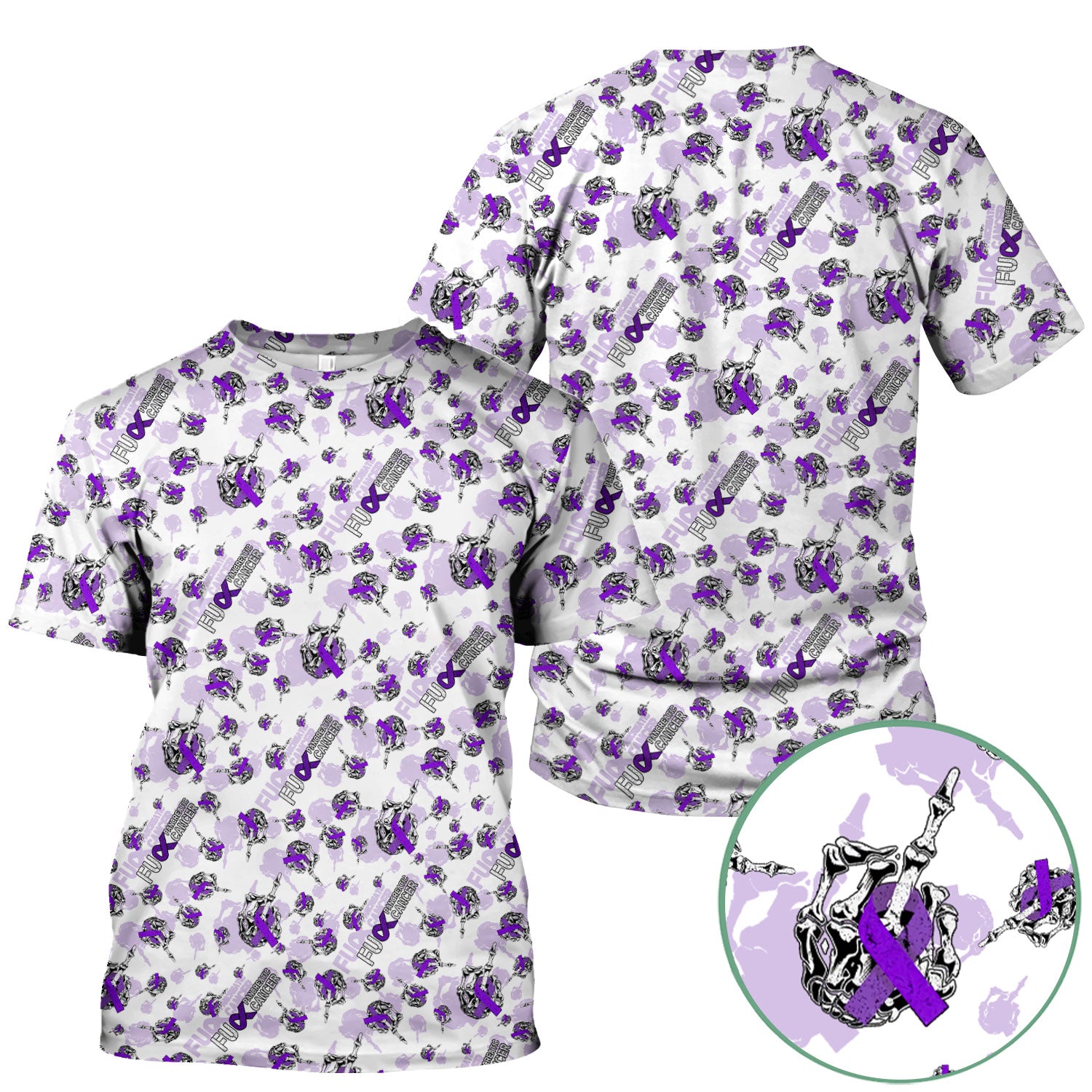 Fuck Pancreatic Cancer Scrub Top - Purple Ribbon Awareness Nurse Shirt - Bold Medical Uniform Gift for Cancer Support Fighters