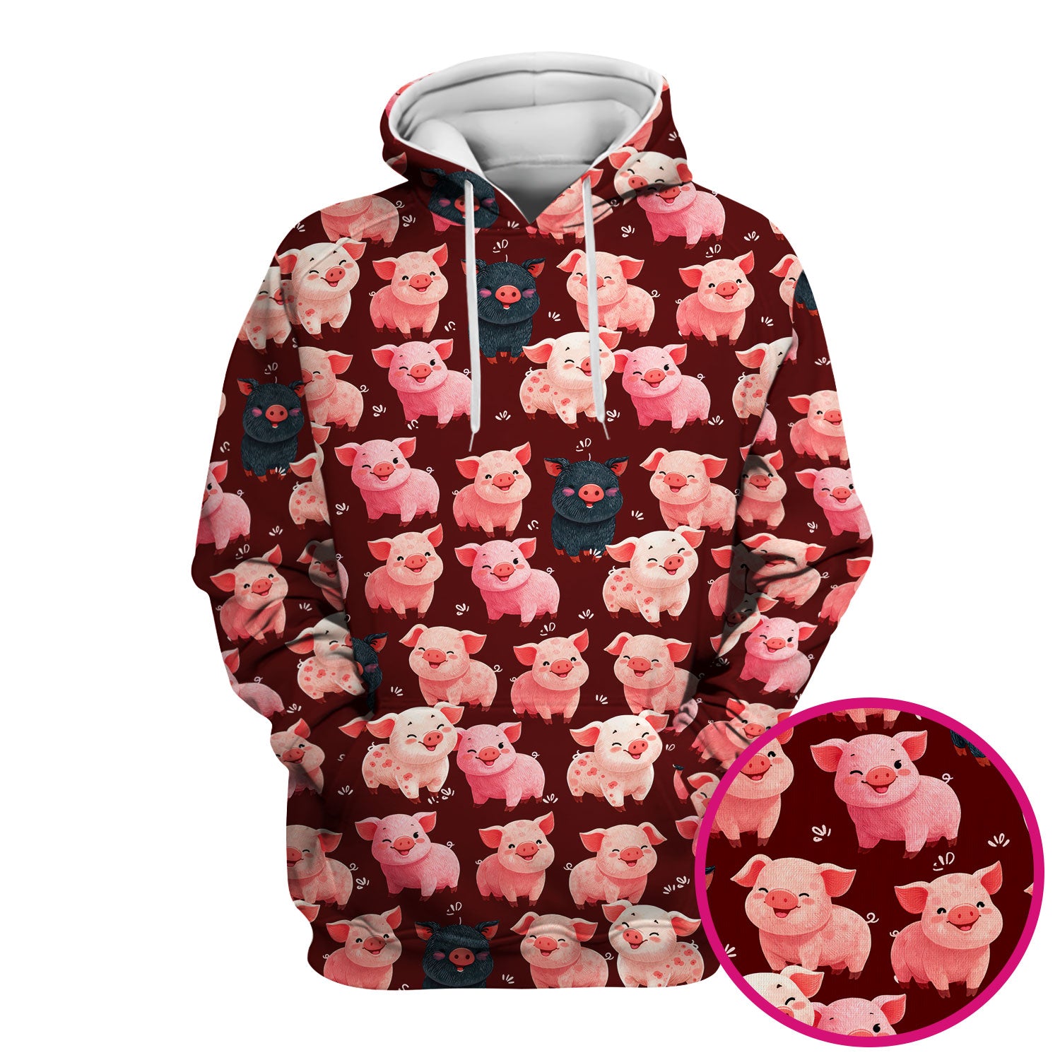 Funny Farm Pig Cartoon Pattern Scrub Top, Comfortable Scrubs for Nurses
