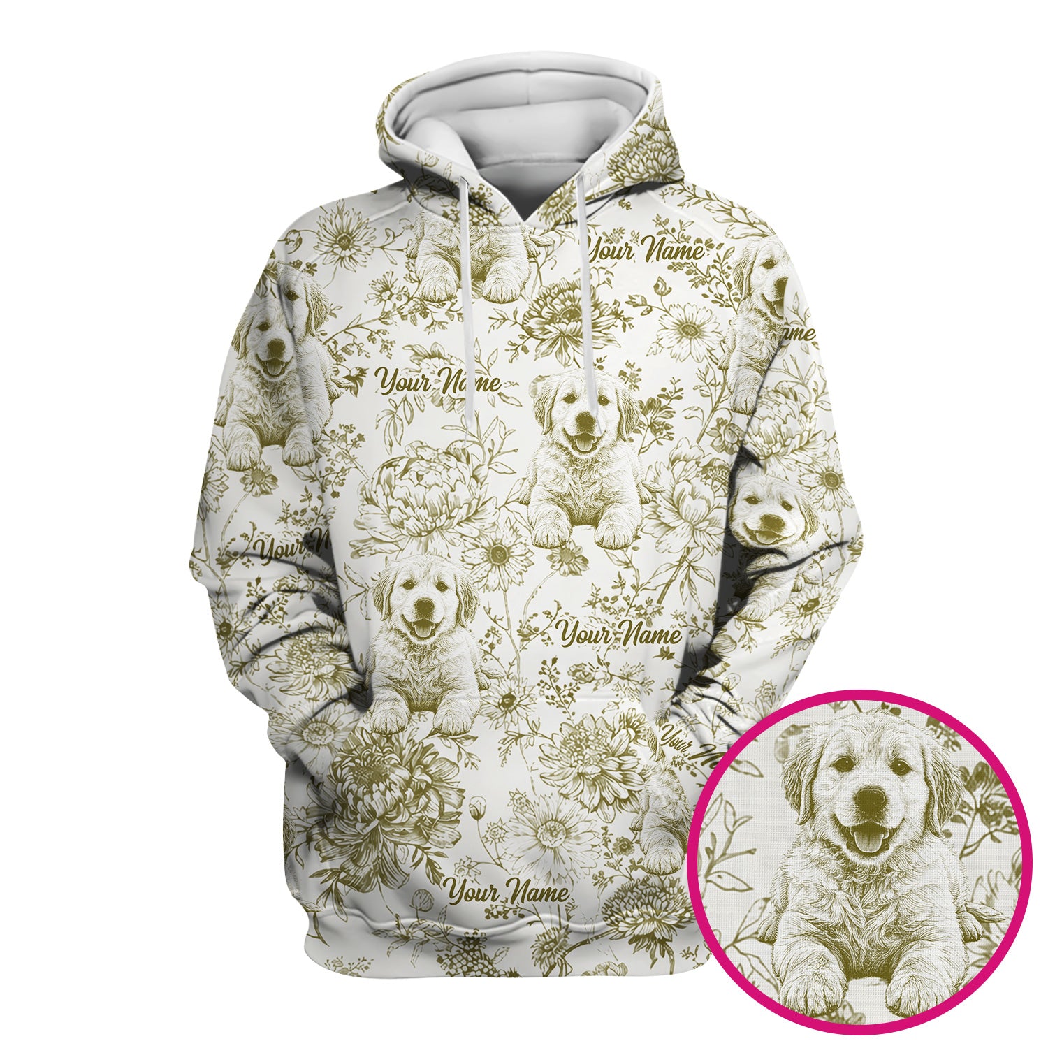 Personalized Custom Pet Photo Name Floral Pattern Scrub Top, Breathable Fabrics Nursing Uniform