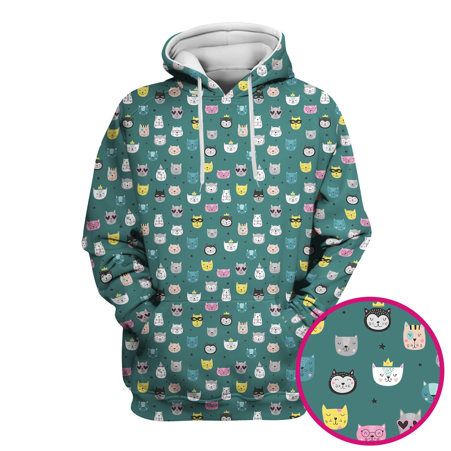 Cute Colorful Cat Pattern Scrub Top, Comfortable Scrubs for Nurses
